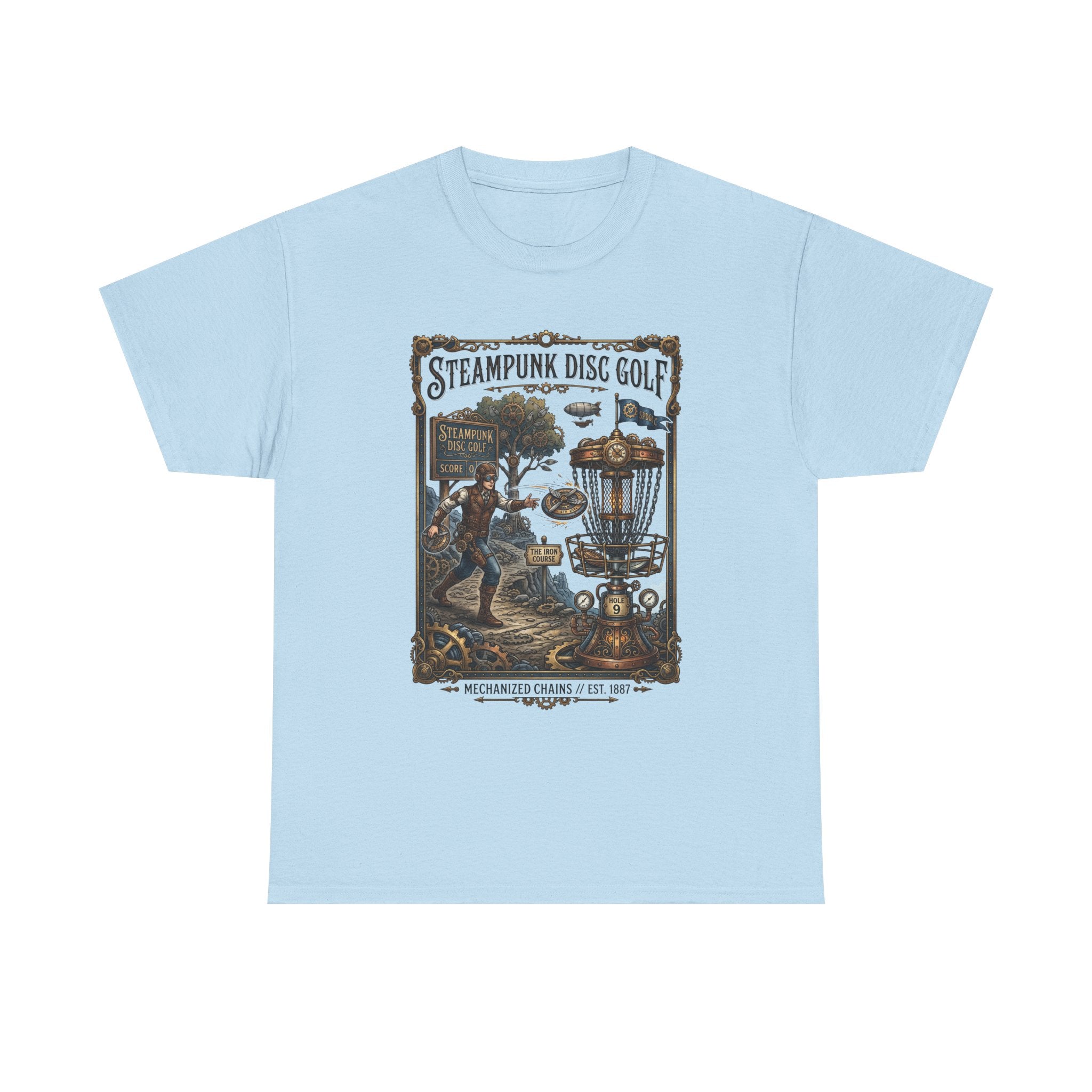 Steampunk Disc Golf T-Shirt — Vintage Victorian Disc Golf Poster Tee