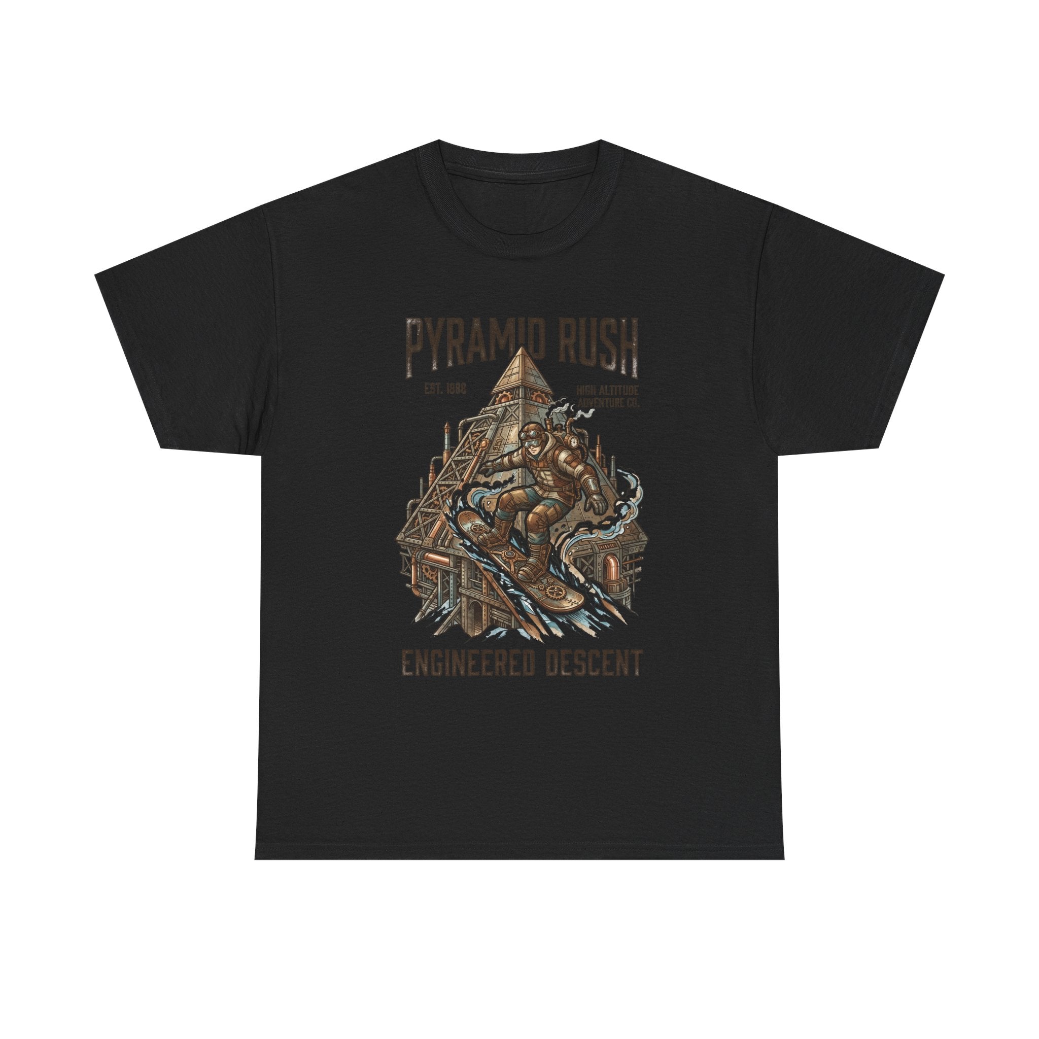 Steampunk Snowboard Pyramid Adventure T-Shirt — Fantasy Explorer Graphic Tee