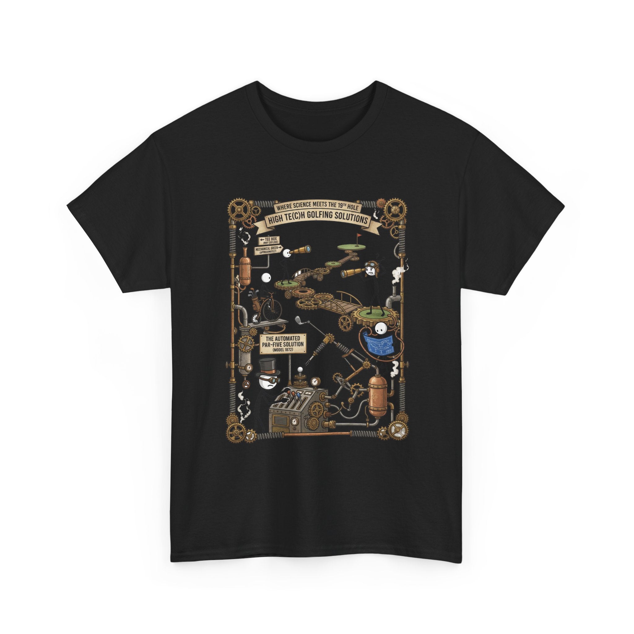 Steampunk Golf — ‘How To Make Par’ Vintage Contraption T-Shirt
