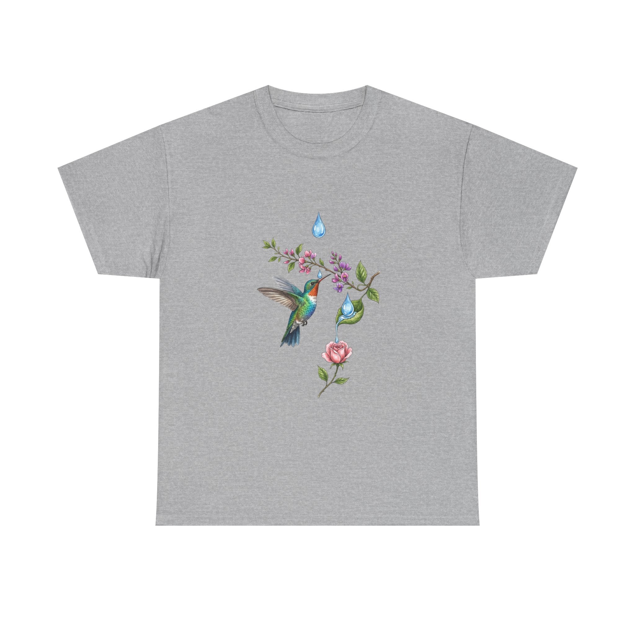 Hummingbird & Floral Tee — Watercolor Garden Shirt