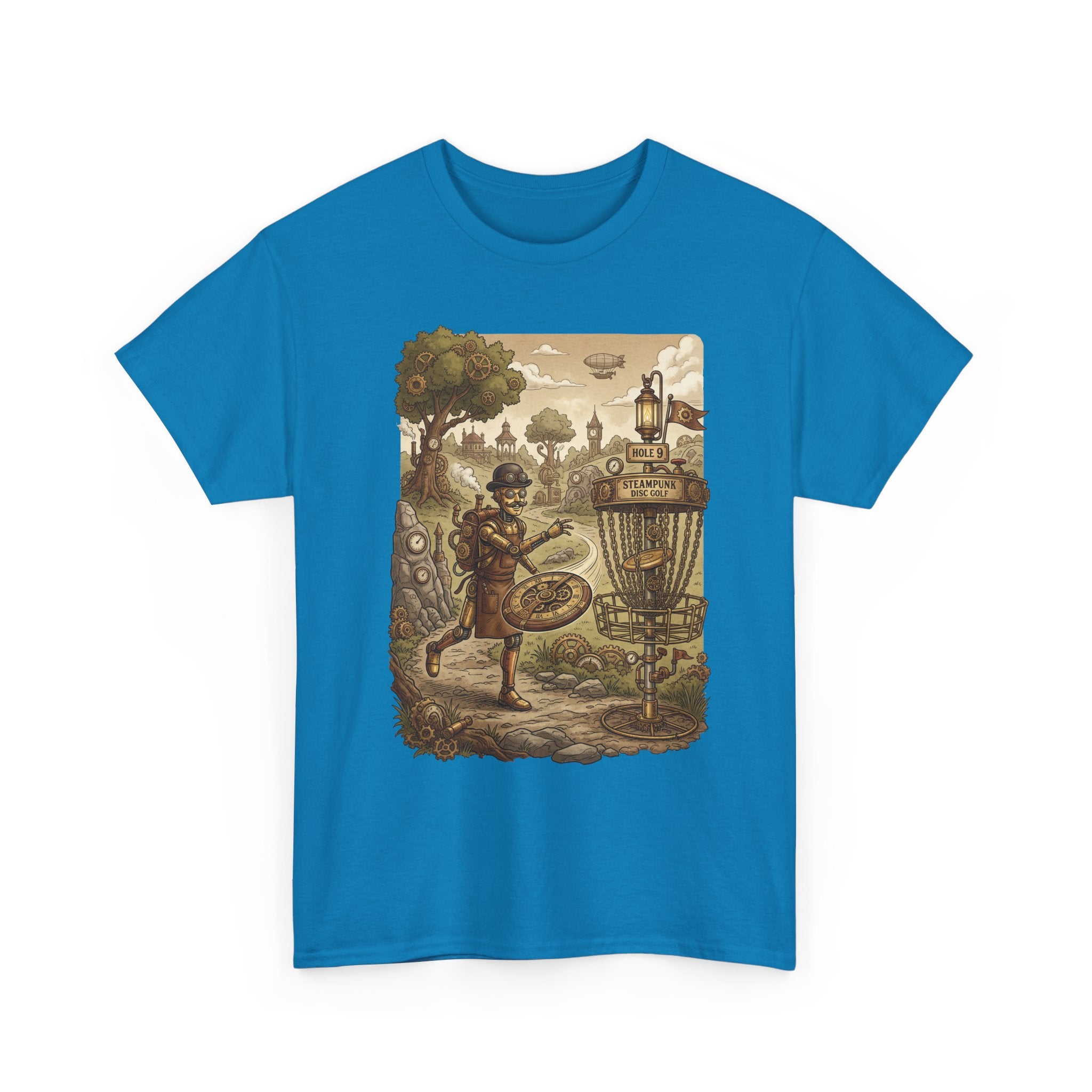 Steampunk Disc Golf Adventure Tee — Vintage Woodland Basket Design