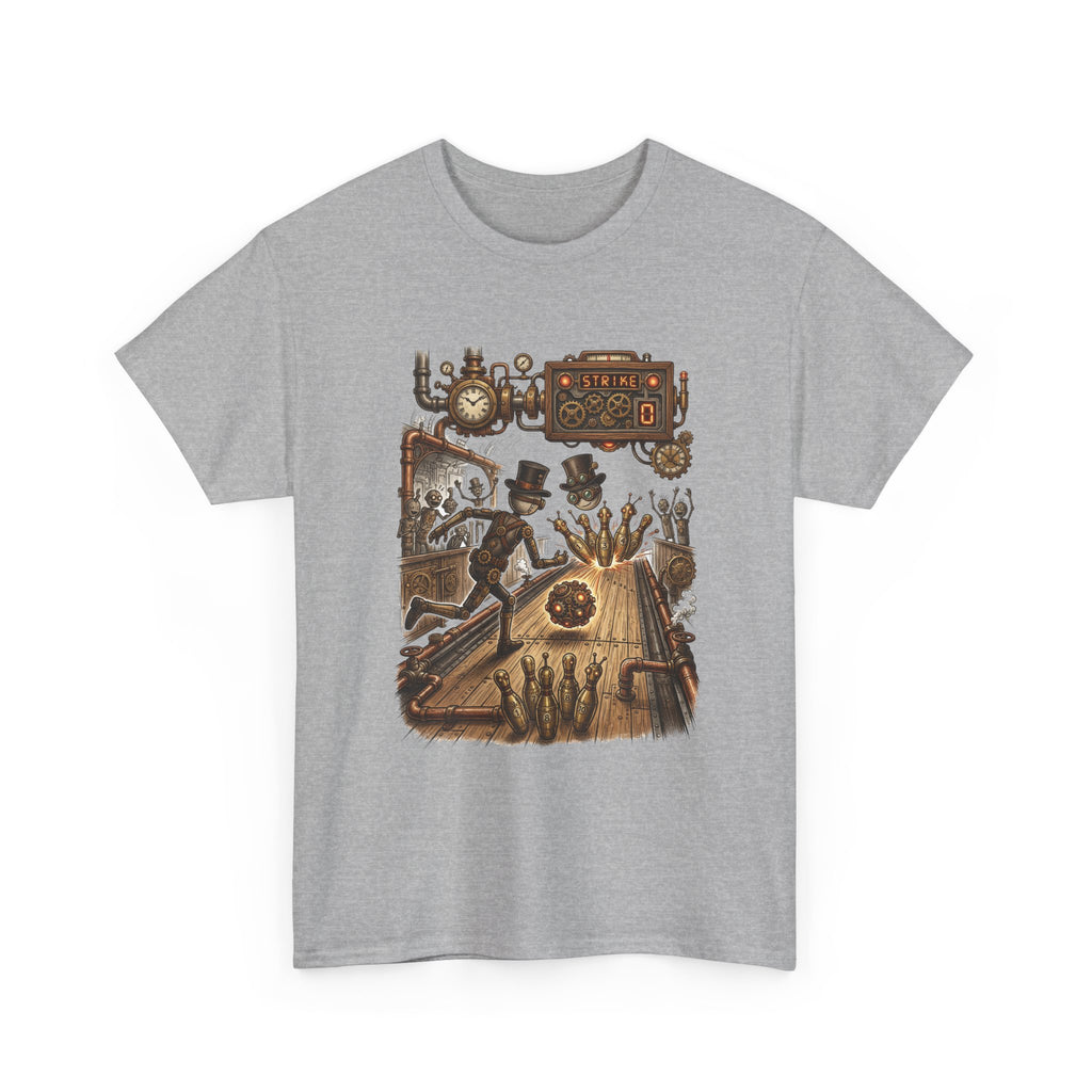 Steampunk Bowling T-Shirt — Vintage Train & Gears Graphic Tee
