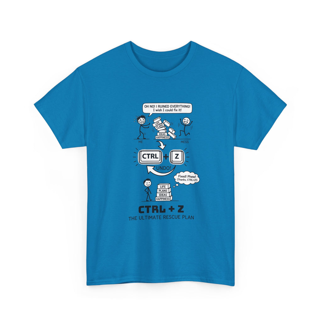 CTRL + Z T-Shirt — Funny Programmer Comic Tee ("The Ultimate Rescue Plan")