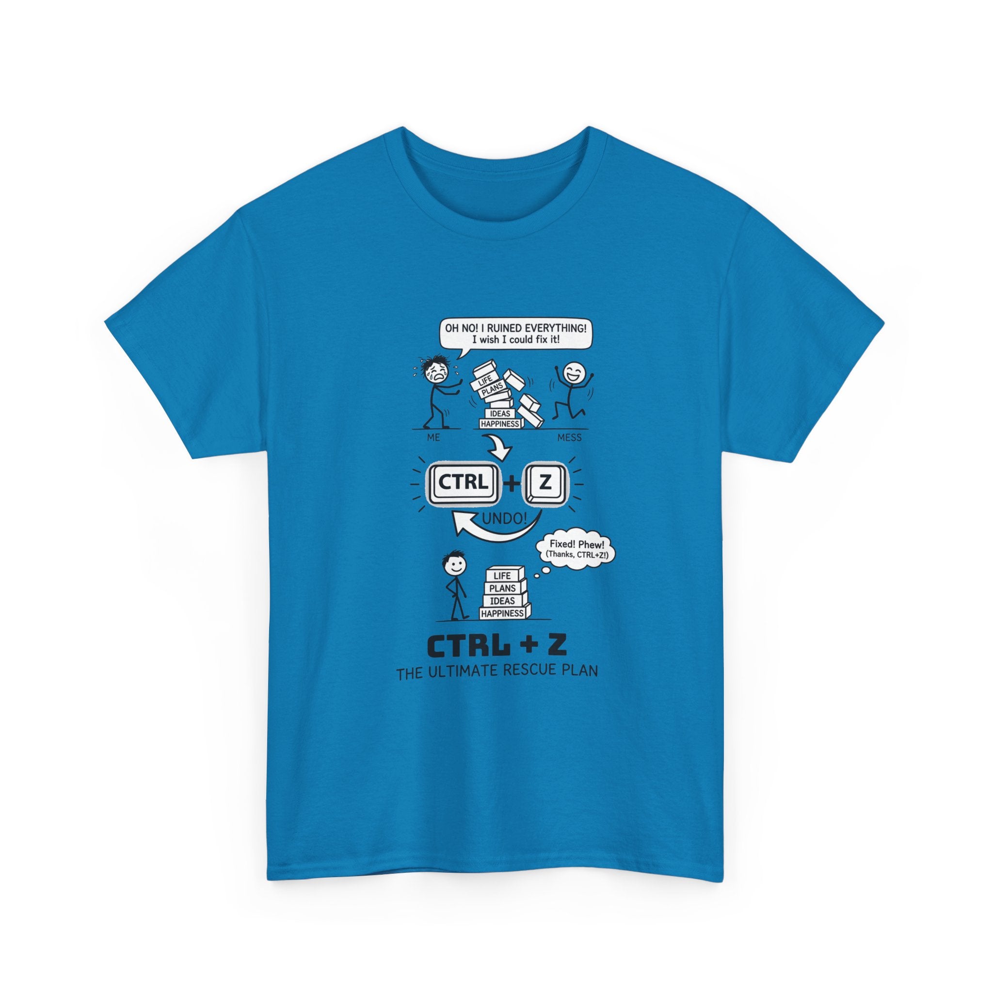 CTRL + Z T-Shirt — Funny Programmer Comic Tee ("The Ultimate Rescue Plan")