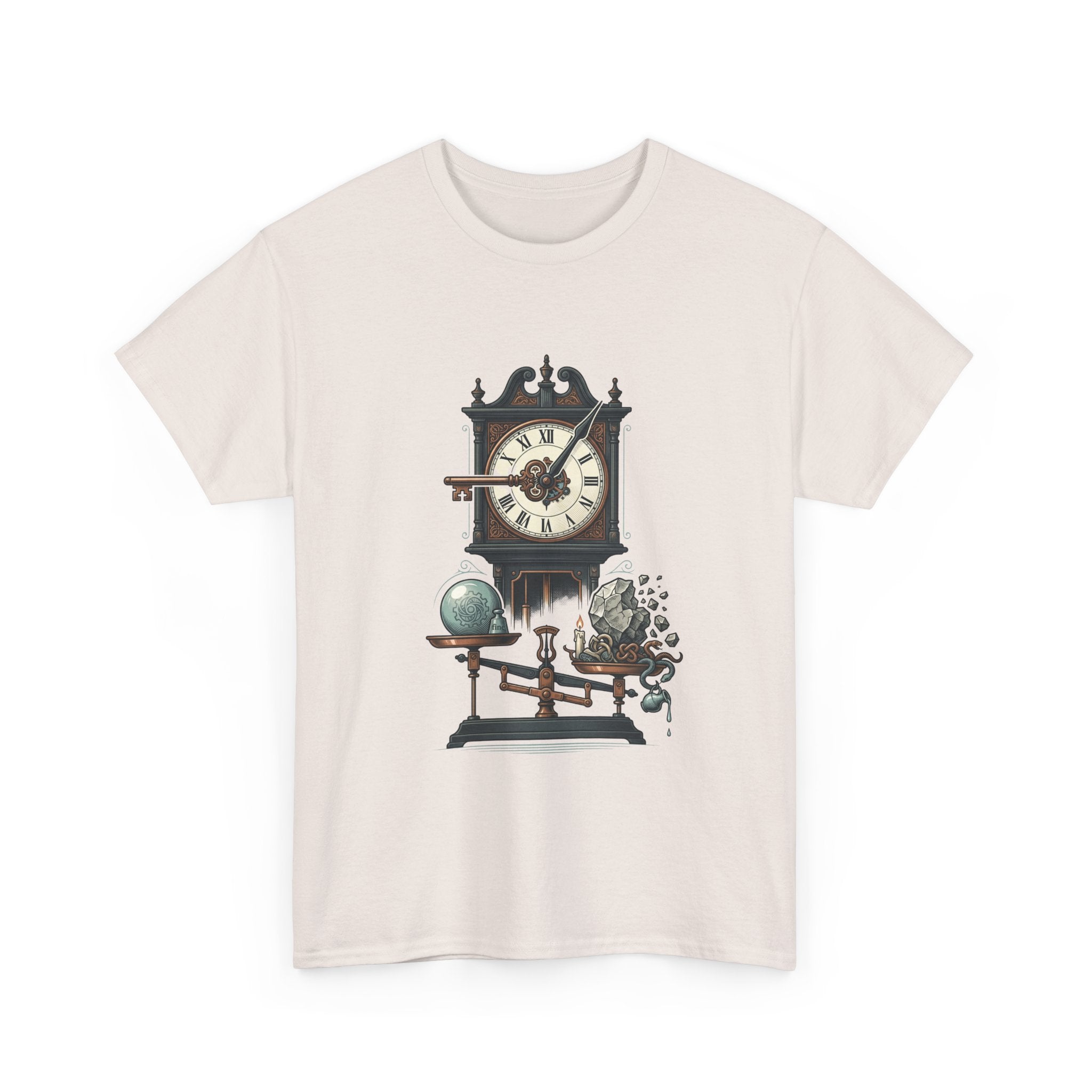 Vintage Clock & Globe Tee — Steampunk Timekeeper Graphic T-Shirt