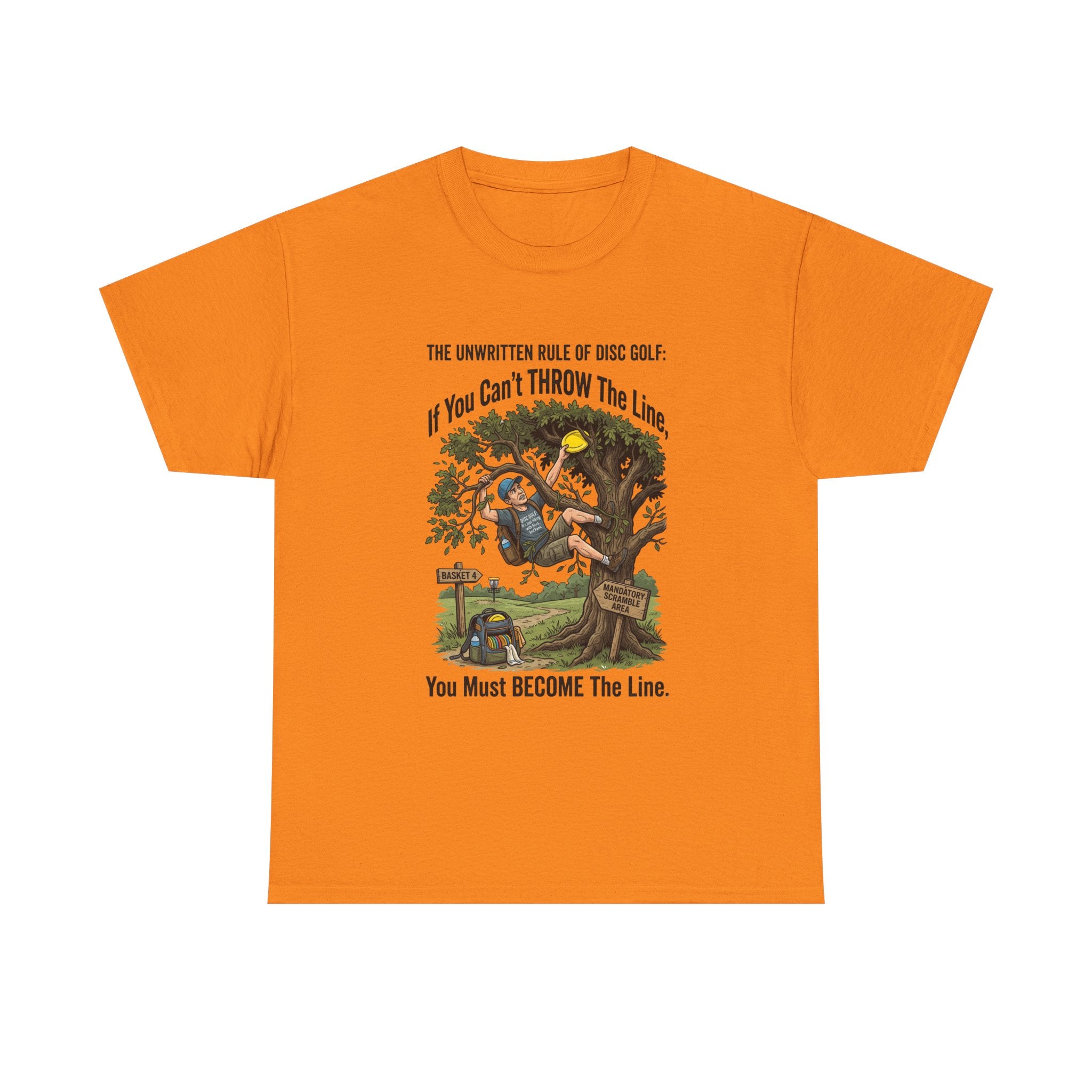 Disc Golf T-Shirt - "If You Can't Throw the Line, You Must Become the Line" Vintage Golf Cartoon Tee