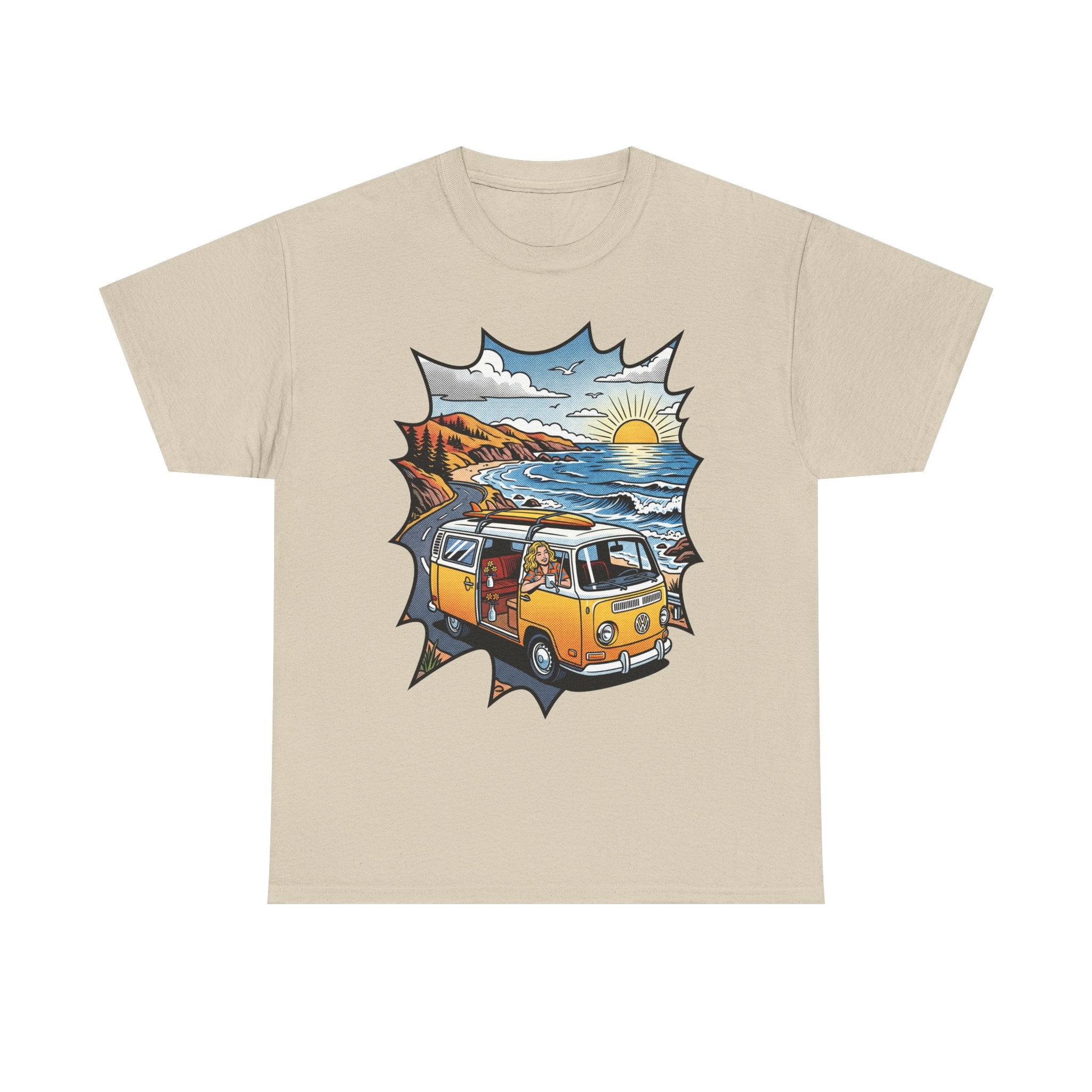 Road Trip Van T-Shirt — Vintage Camper Beach Sunset Tee