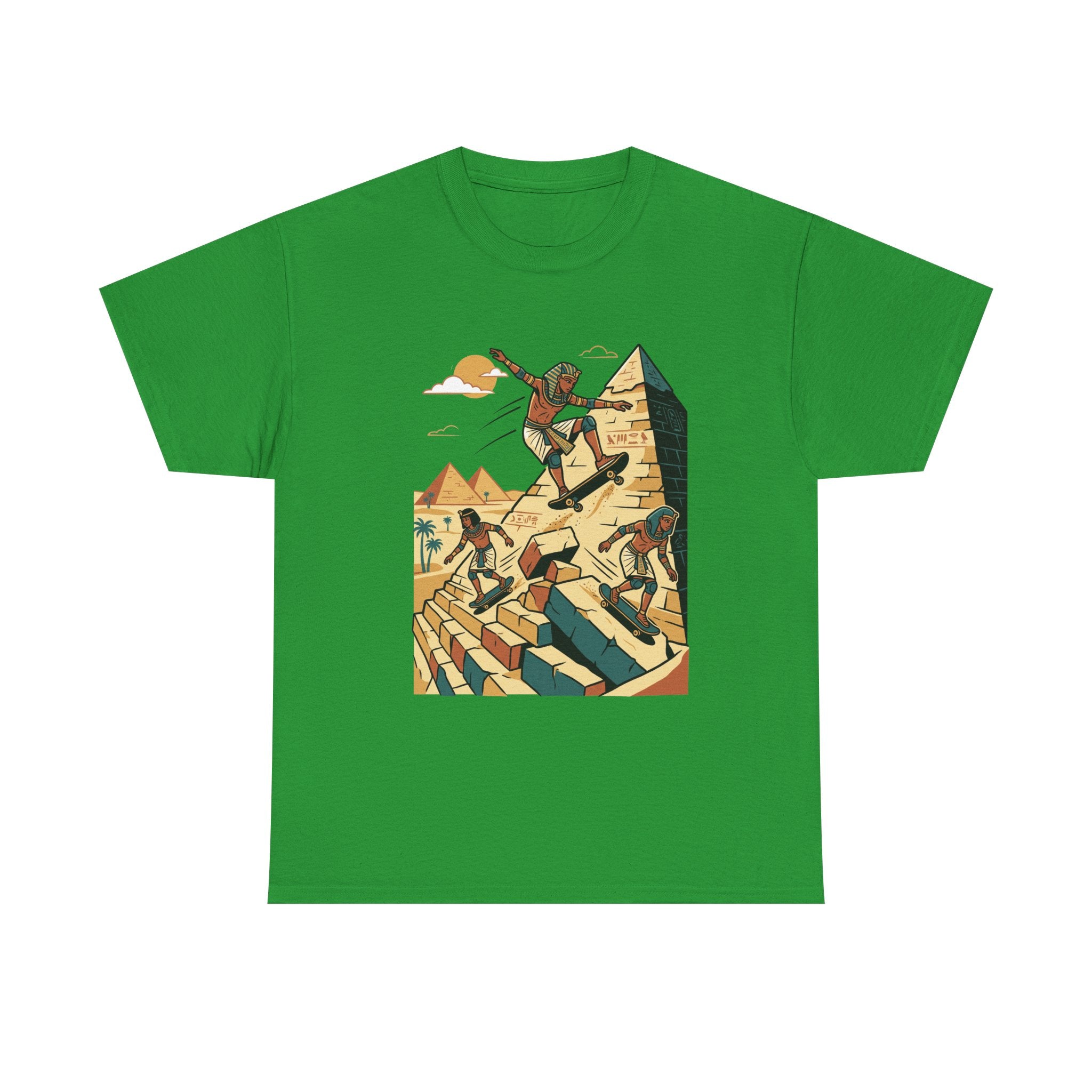 Egyptian Pyramid Skateboard T‑Shirt — Retro Skateboarding Pharaohs Graphic Tee
