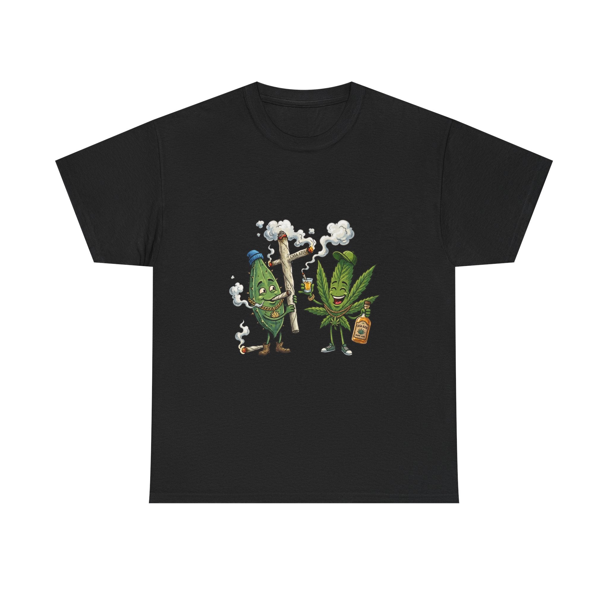 1 Tequila & Cannabis Buds Cartoon Tee — Funny Smoking Weed Plant Graphic T-Shirt