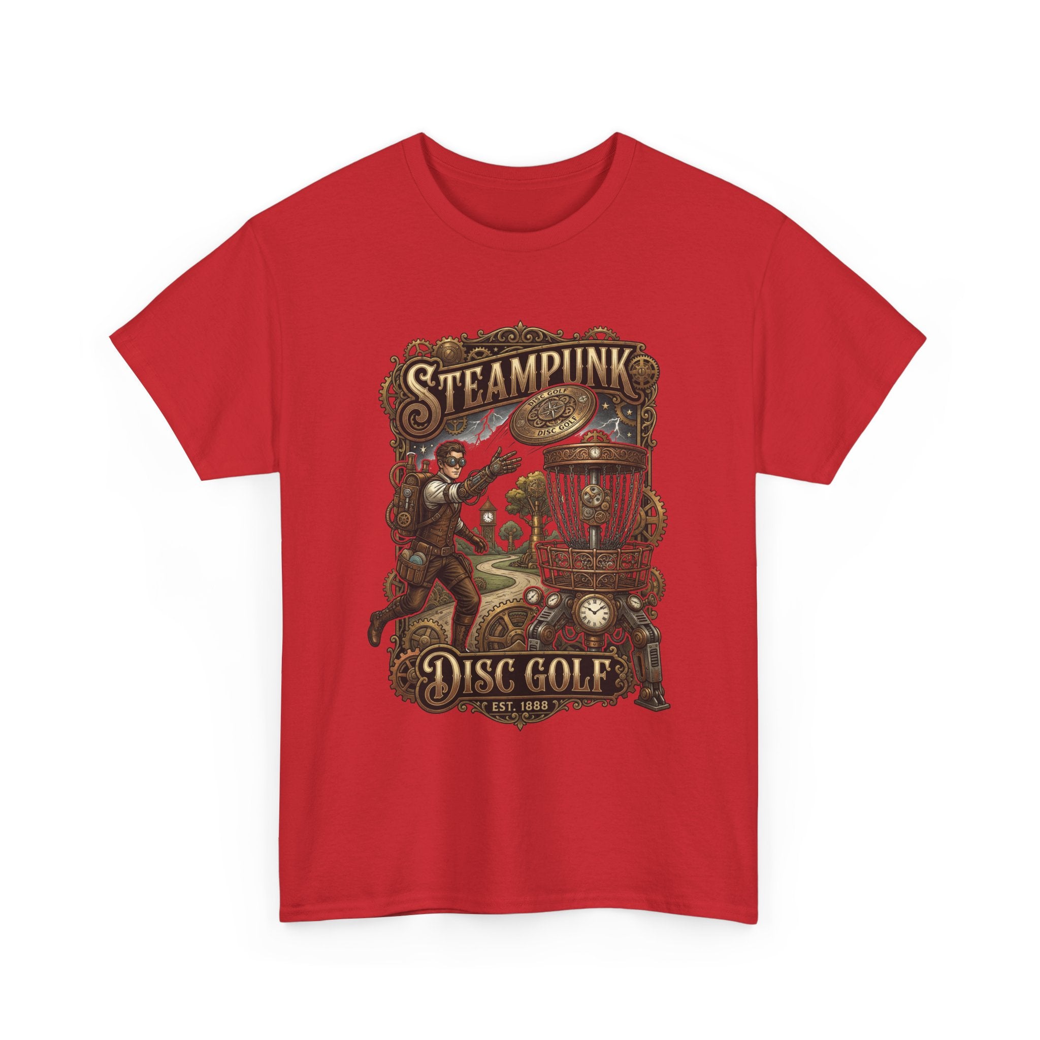 Steampunk Disc Golf T‑Shirt – Vintage Industrial Disc Golf Tee