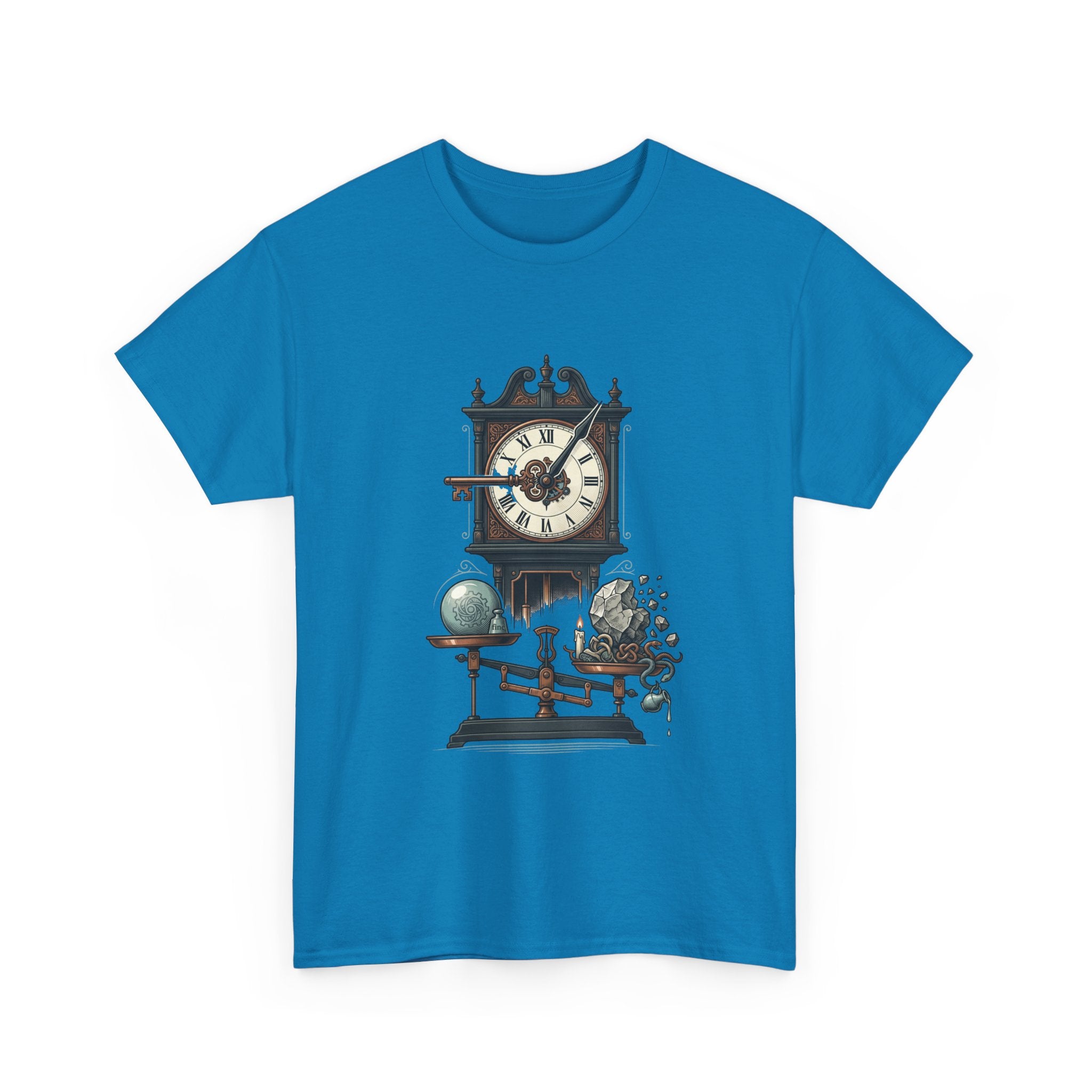 Vintage Clock & Globe Tee — Steampunk Timekeeper Graphic T-Shirt