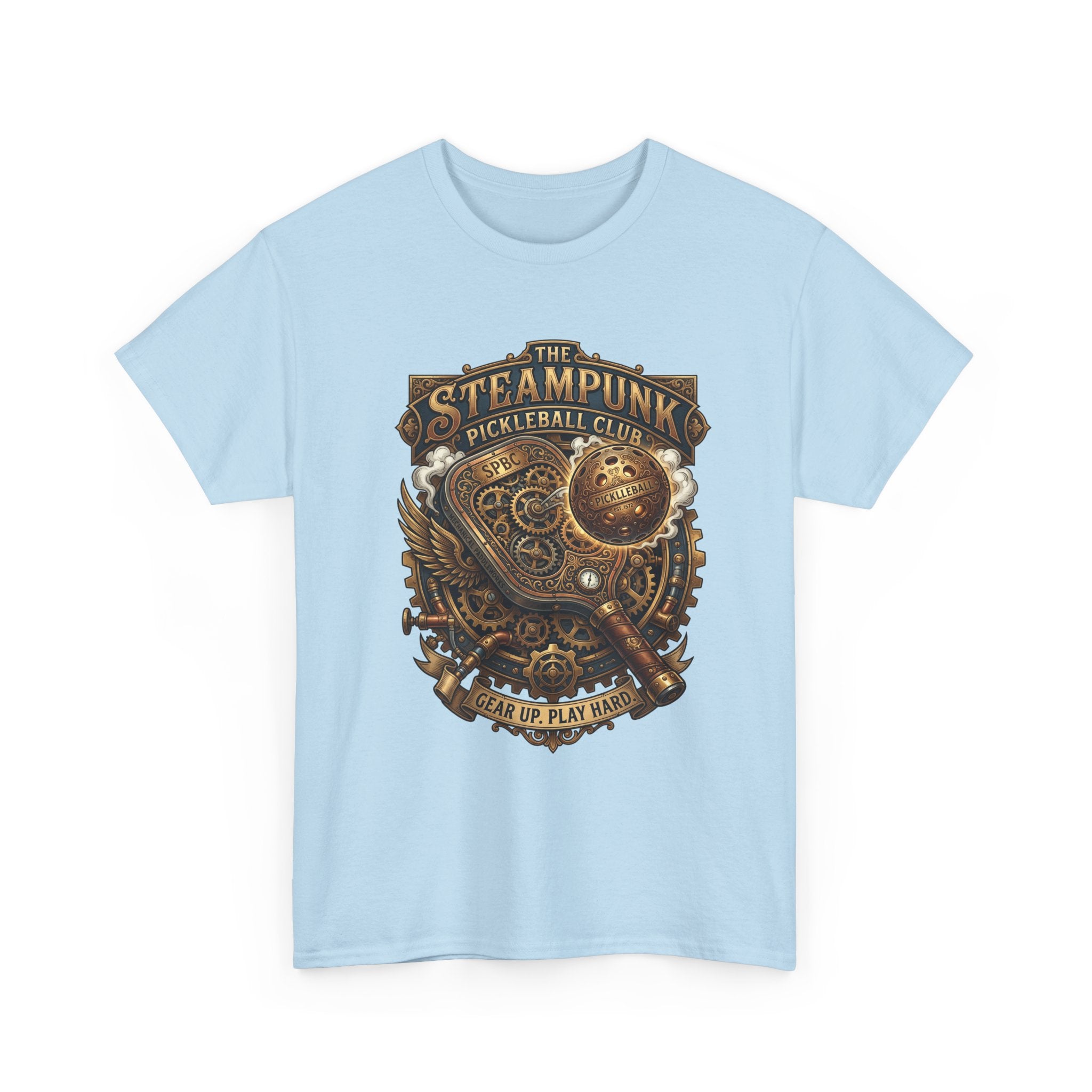Steampunk Pickleball Club T‑Shirt – Vintage Gear & Gears Graphic Tee