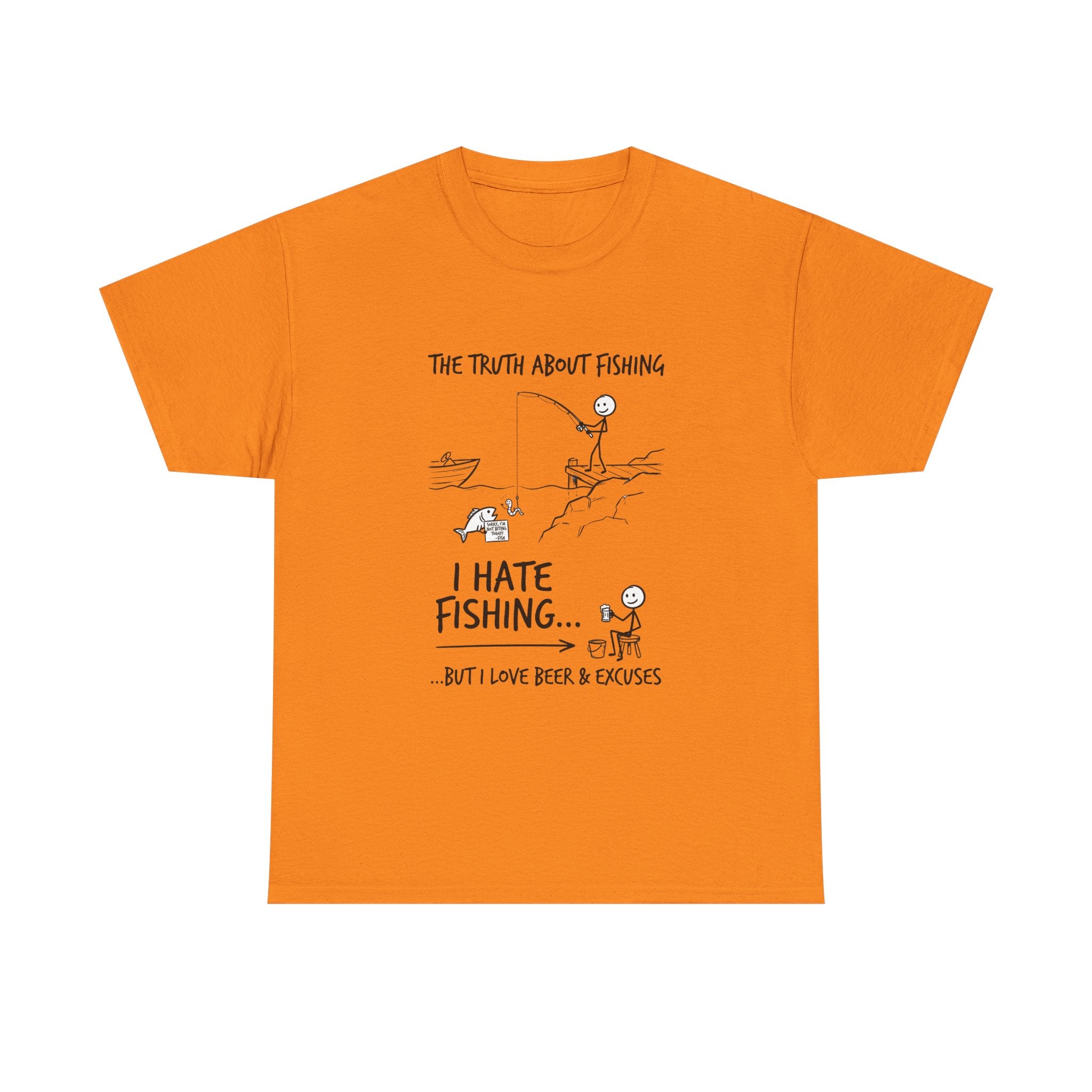 Fishing Joke Tee — "I Hate Fishing... But I Love Beer & Excuses"