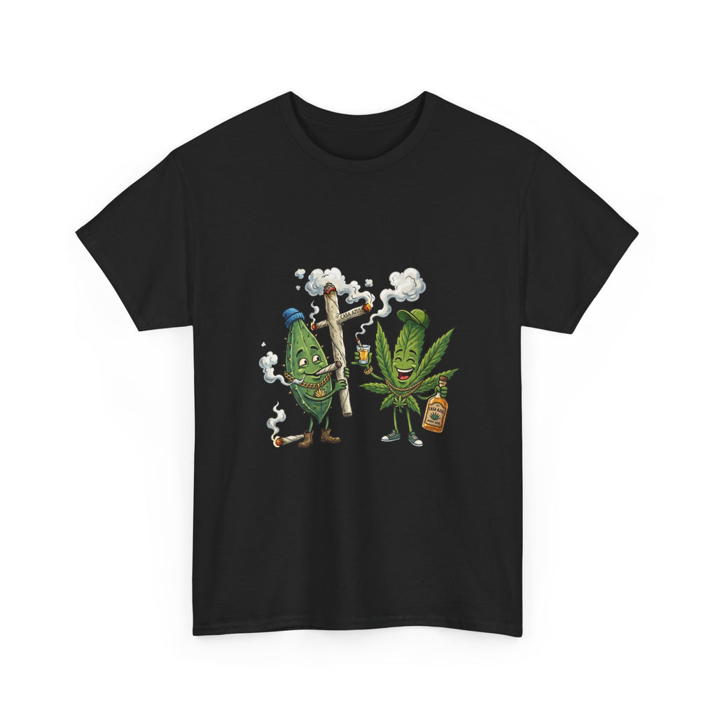 1 Tequila & Cannabis Buds Cartoon Tee — Funny Smoking Weed Plant Graphic T-Shirt