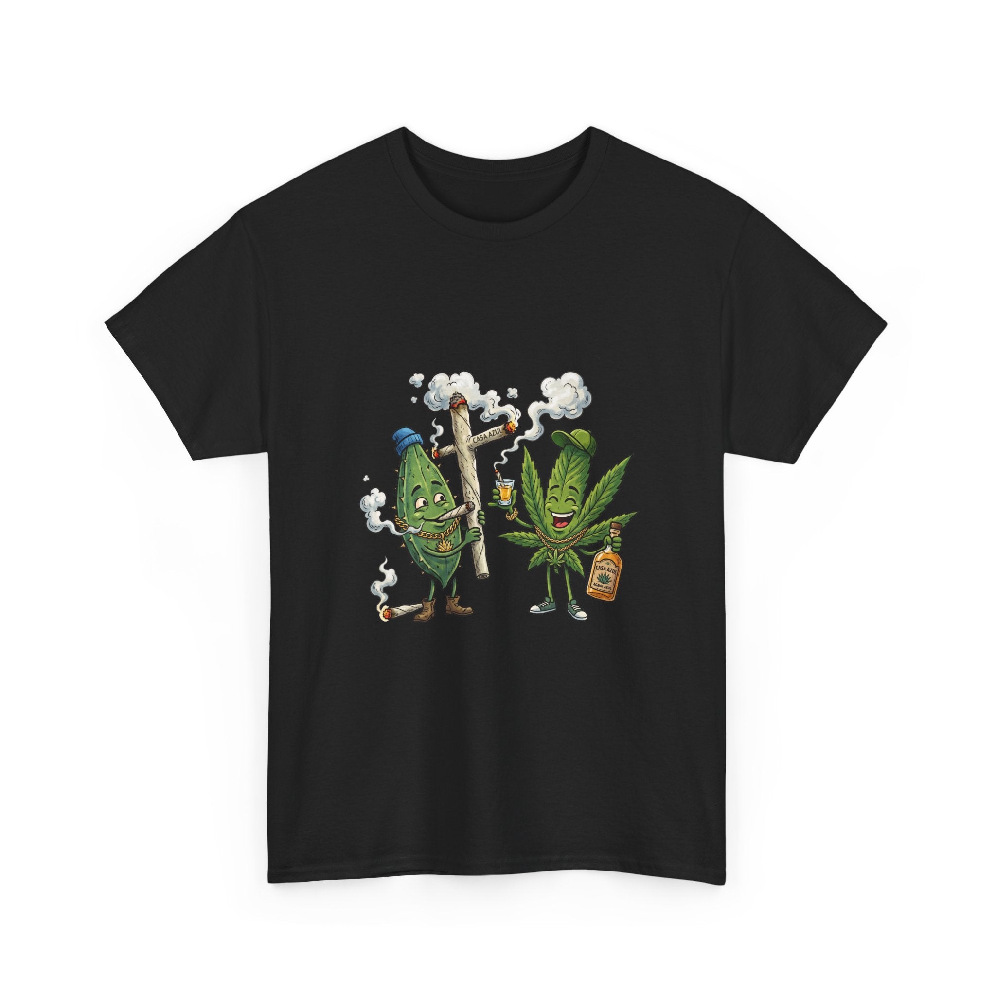 1 Tequila & Cannabis Buds Cartoon Tee — Funny Smoking Weed Plant Graphic T-Shirt