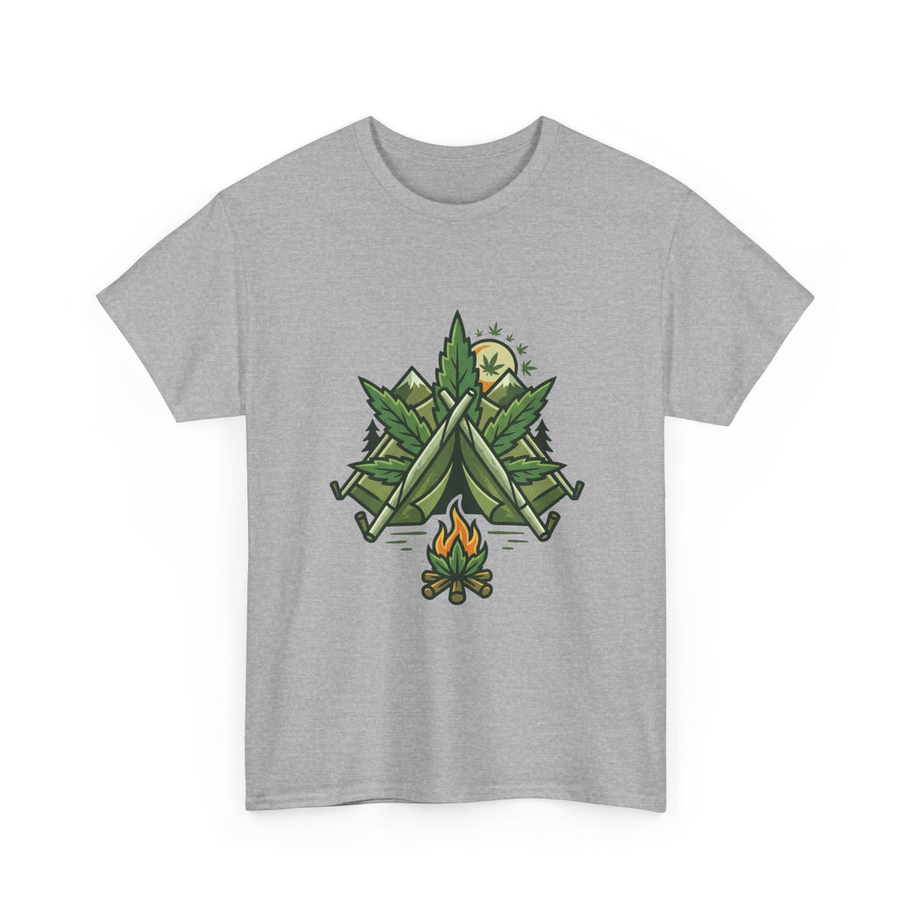 Camping Tent & Campfire T-Shirt — Outdoor Adventure Nature Tee