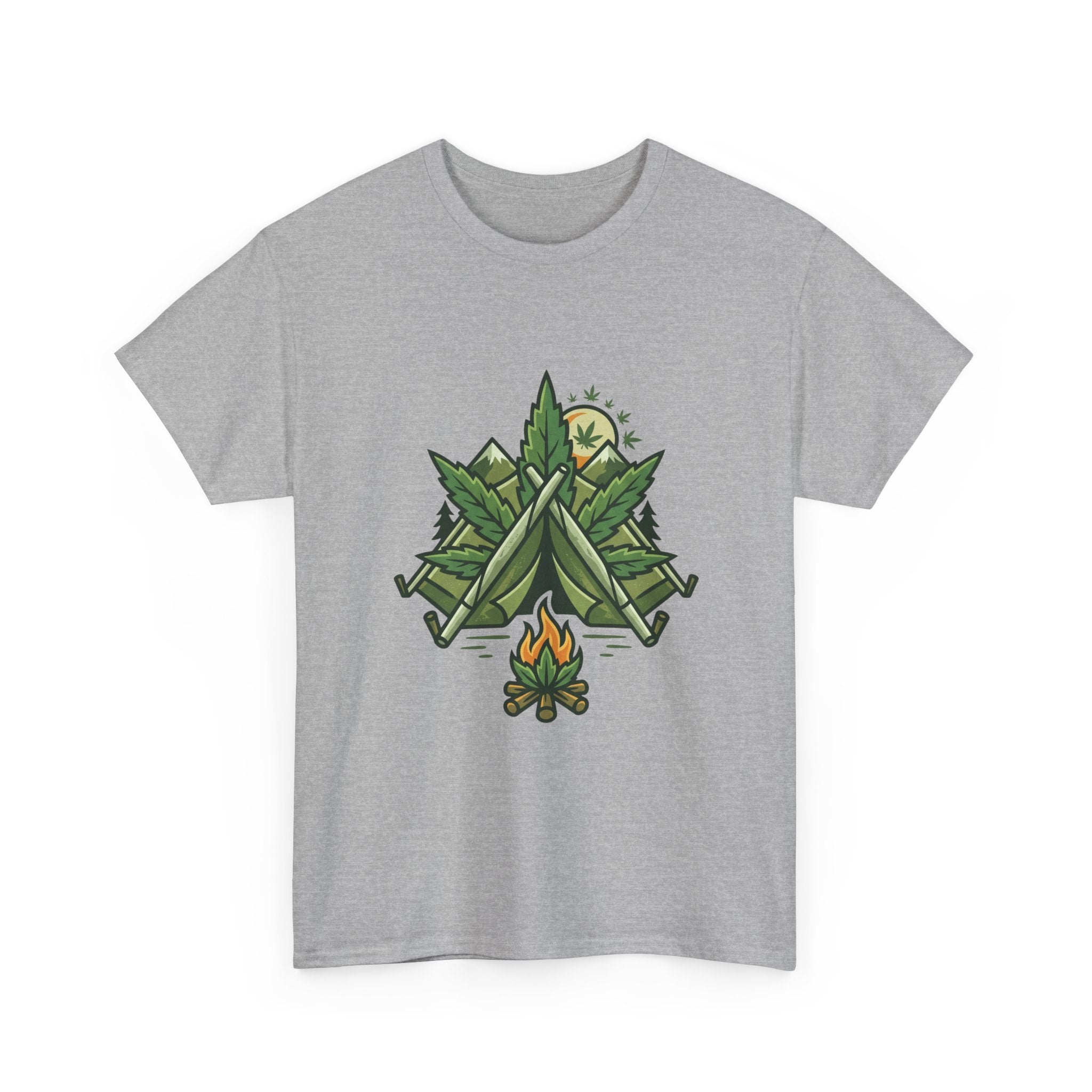 Camping Tent & Campfire T-Shirt — Outdoor Adventure Nature Tee