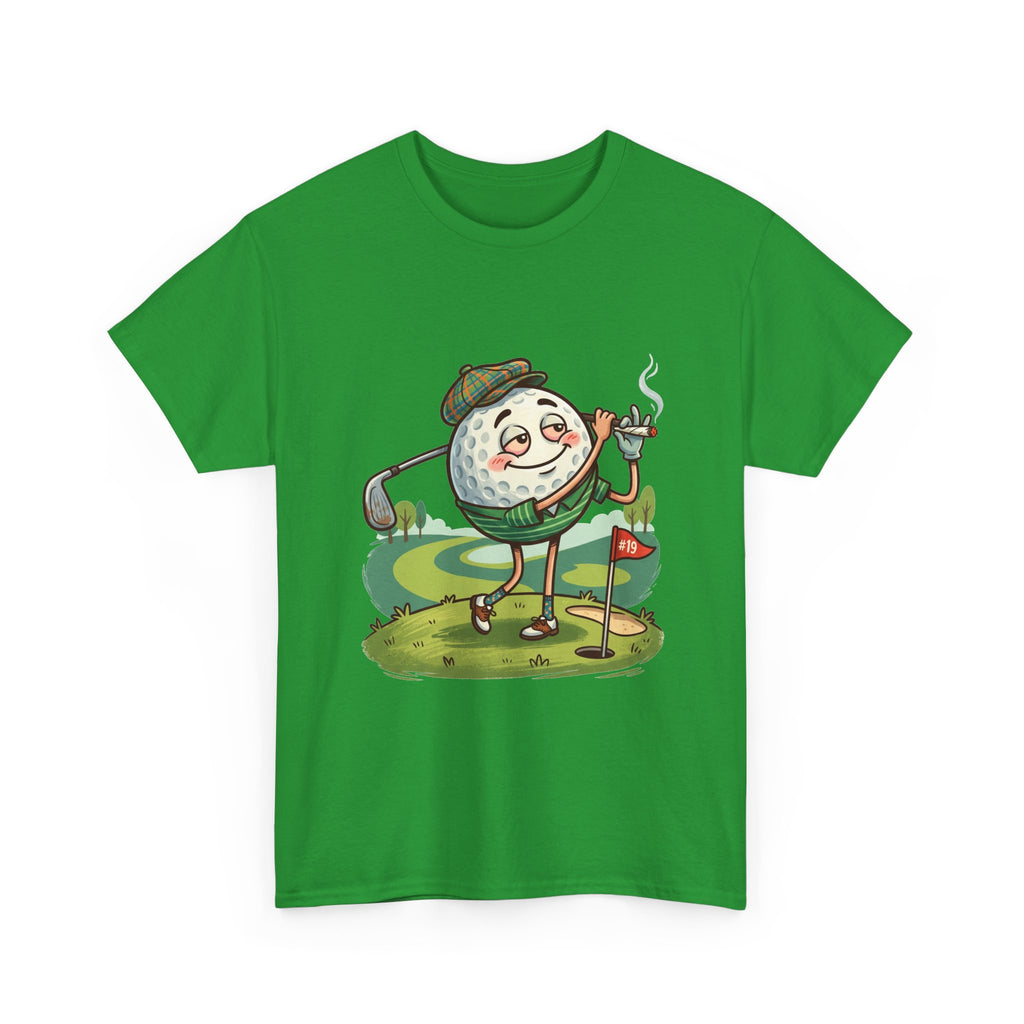 Golf Ball Character Weed T‑Shirt — Funny Retro Golfer Cartoon Tee