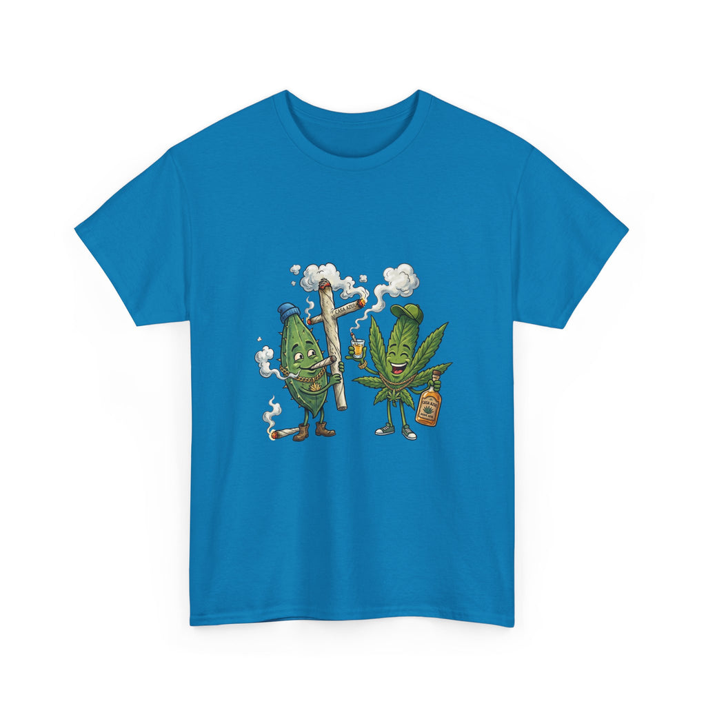 1 Tequila & Cannabis Buds Cartoon Tee — Funny Smoking Weed Plant Graphic T-Shirt