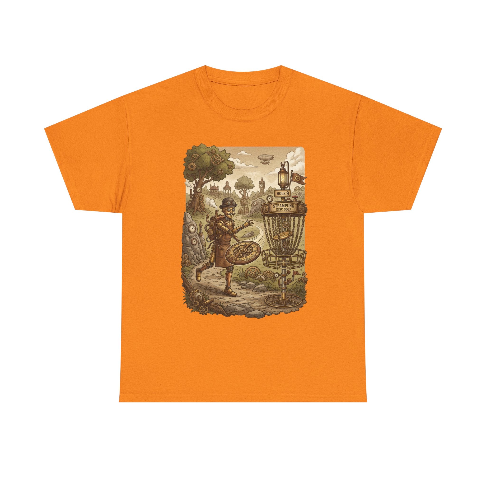 Steampunk Disc Golf Adventure Tee — Vintage Woodland Basket Design