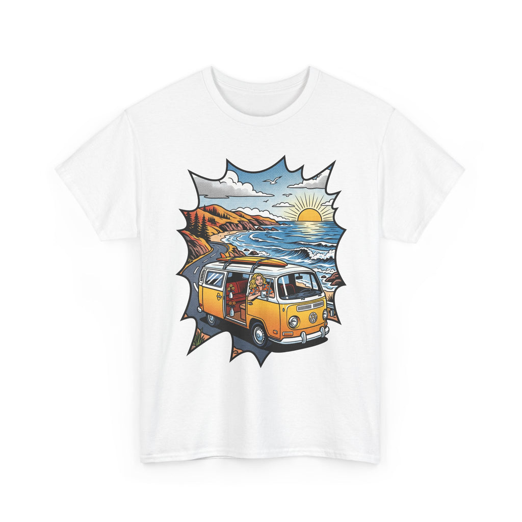 Road Trip Van T-Shirt — Vintage Camper Beach Sunset Tee