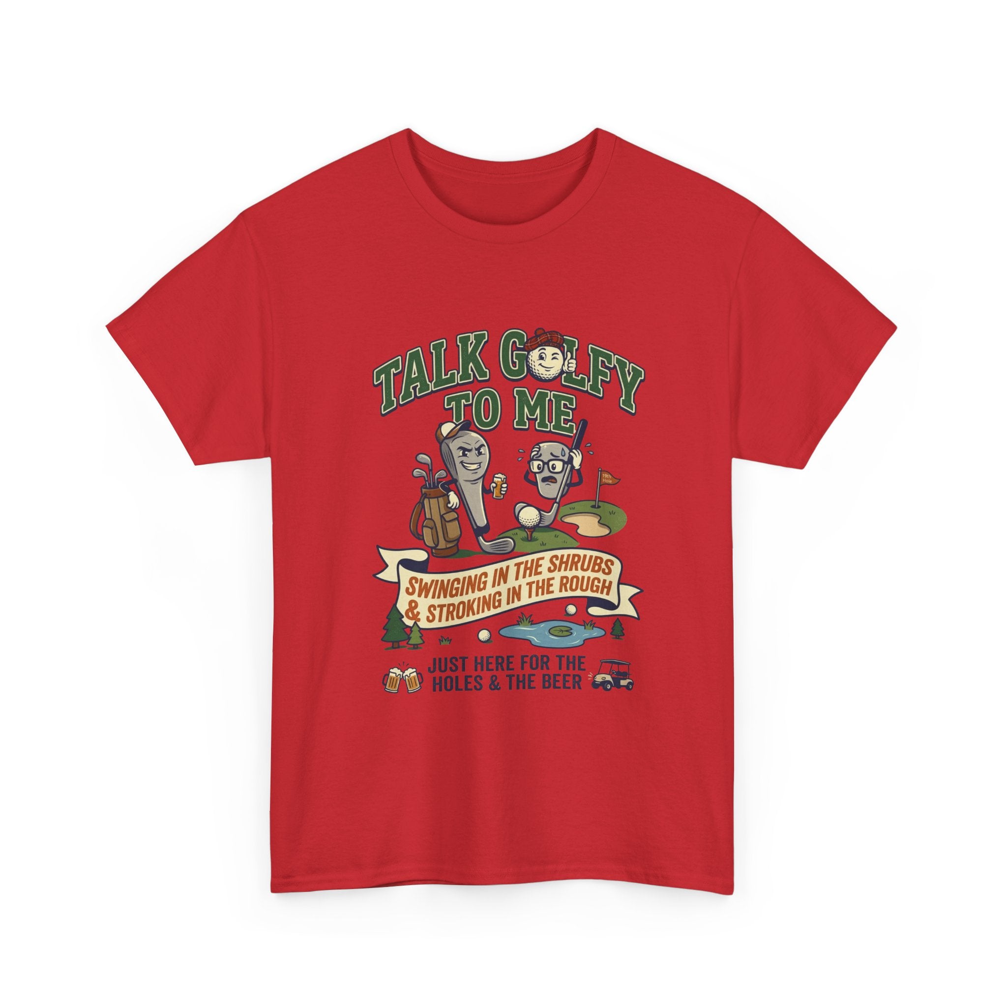 Golf T-Shirt - "Talk Golfy To Me" Funny Golfers Tee (Holes, Beer & Swinging in the Rough)