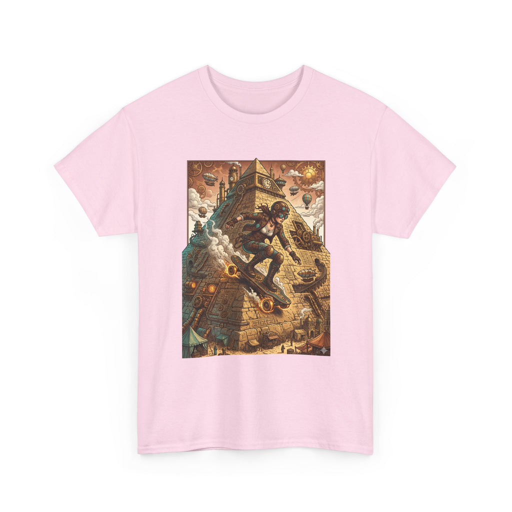 Steampunk Girl Skateboarder Art Print Tee Pyramid
