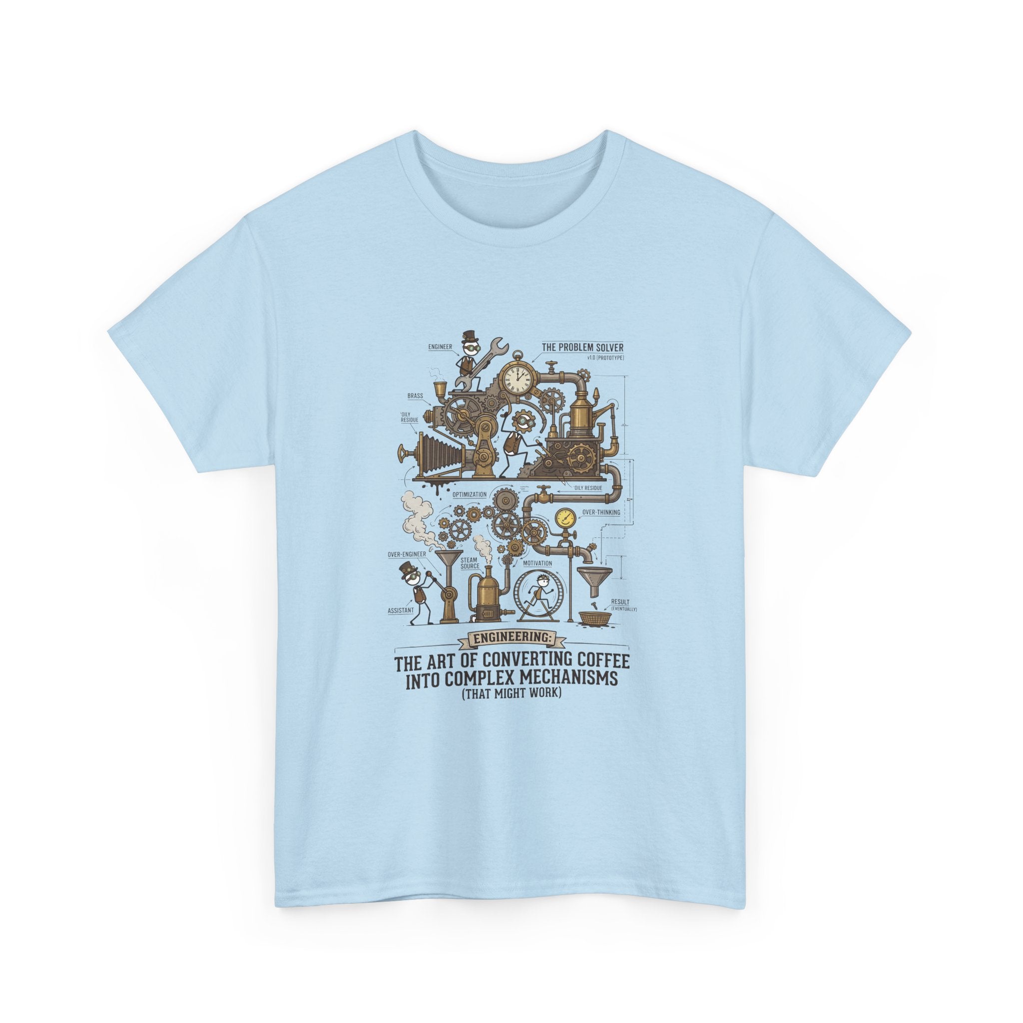 Steampunk Engineering T-Shirt — The Art of Converting Coffee Into Complex Mechanisms Graphic Tee