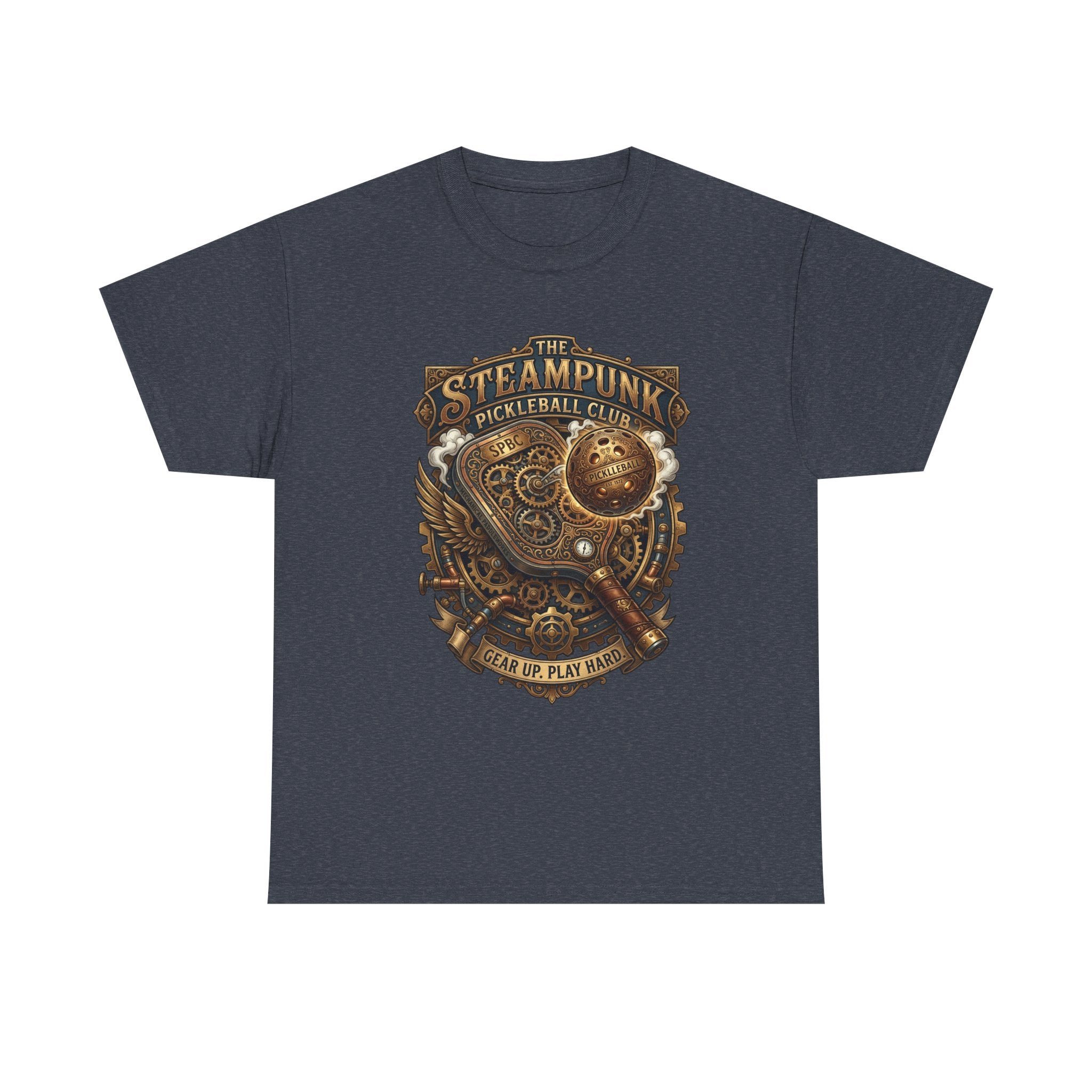 Steampunk Pickleball Club T‑Shirt – Vintage Gear & Gears Graphic Tee