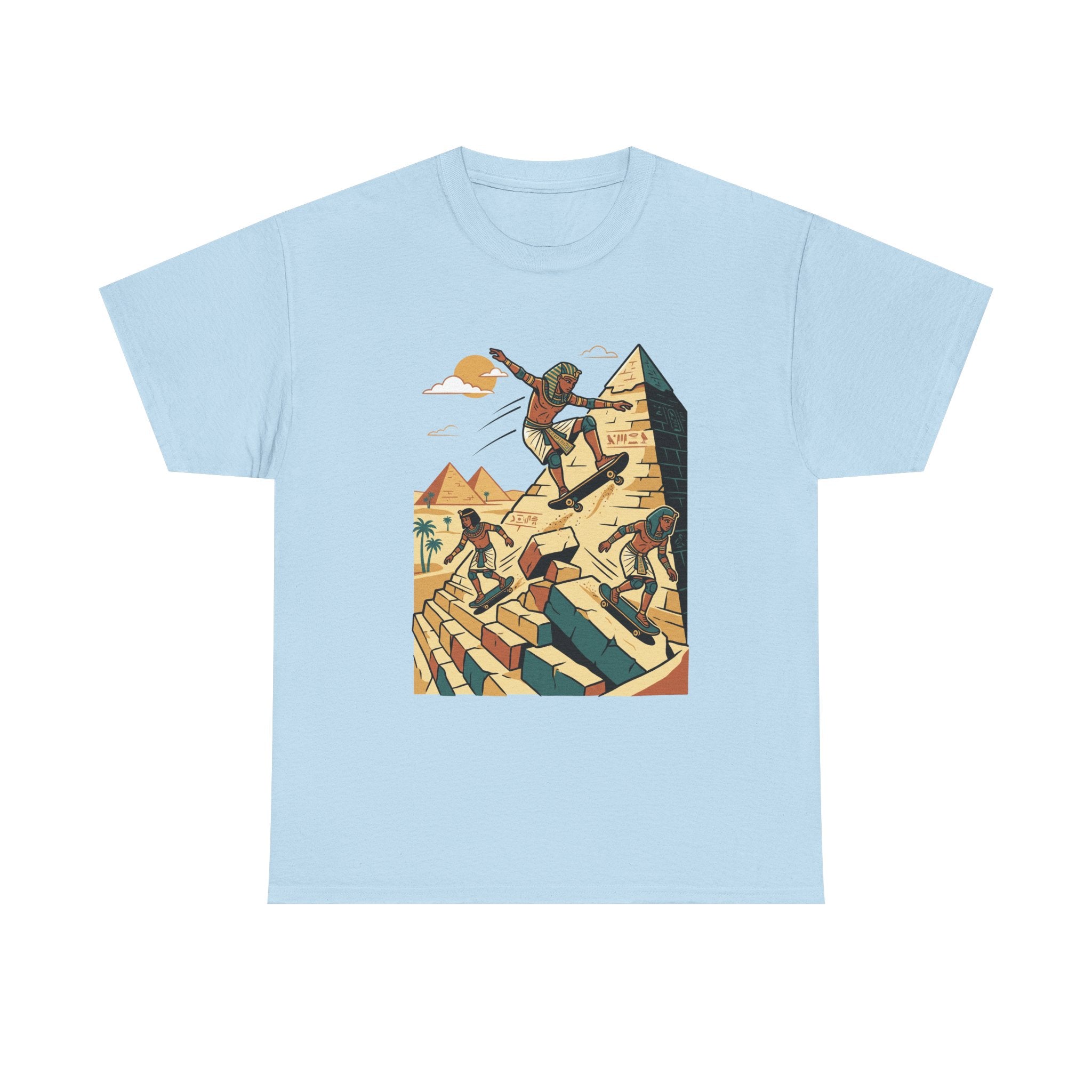 Egyptian Pyramid Skateboard T‑Shirt — Retro Skateboarding Pharaohs Graphic Tee