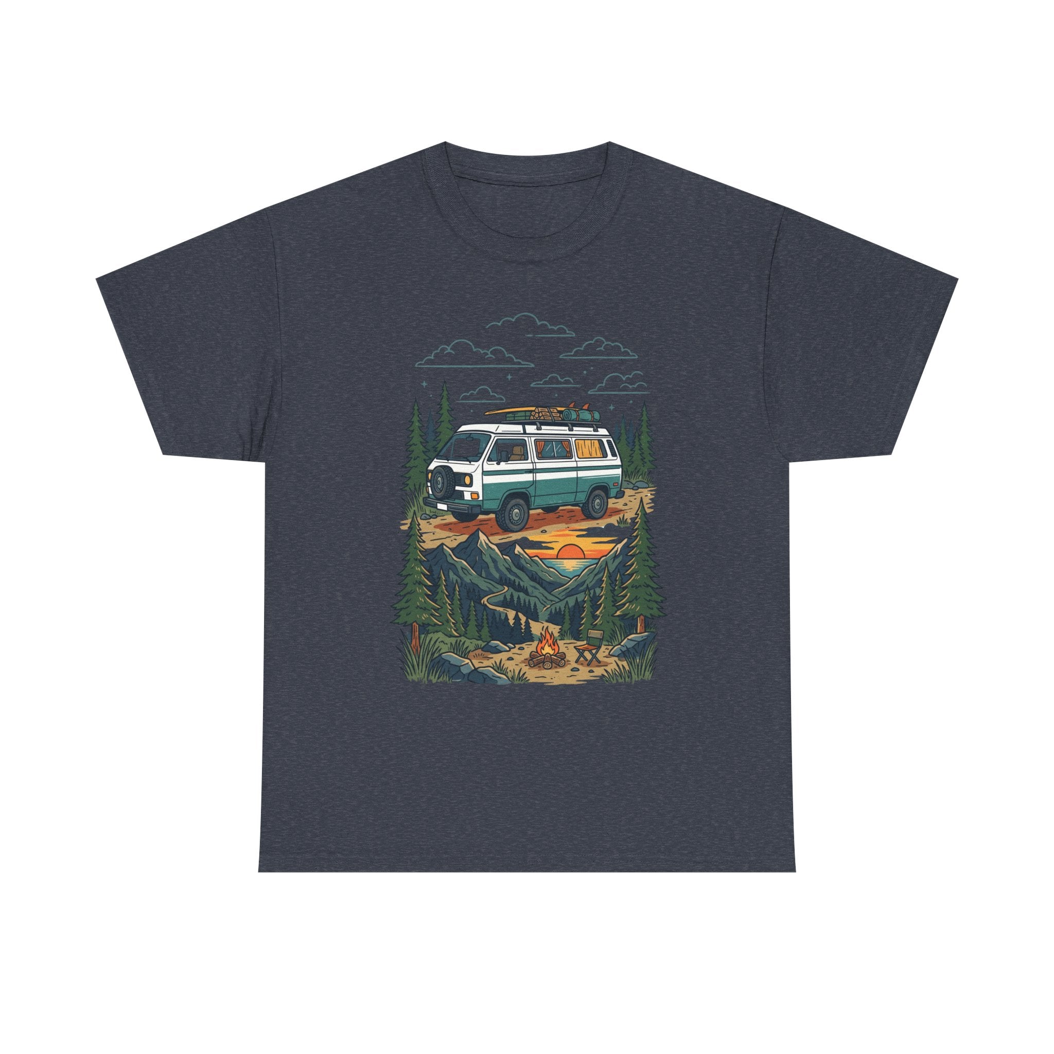 Camper Van Adventure Tee — Retro Van Camping Graphic T-Shirt