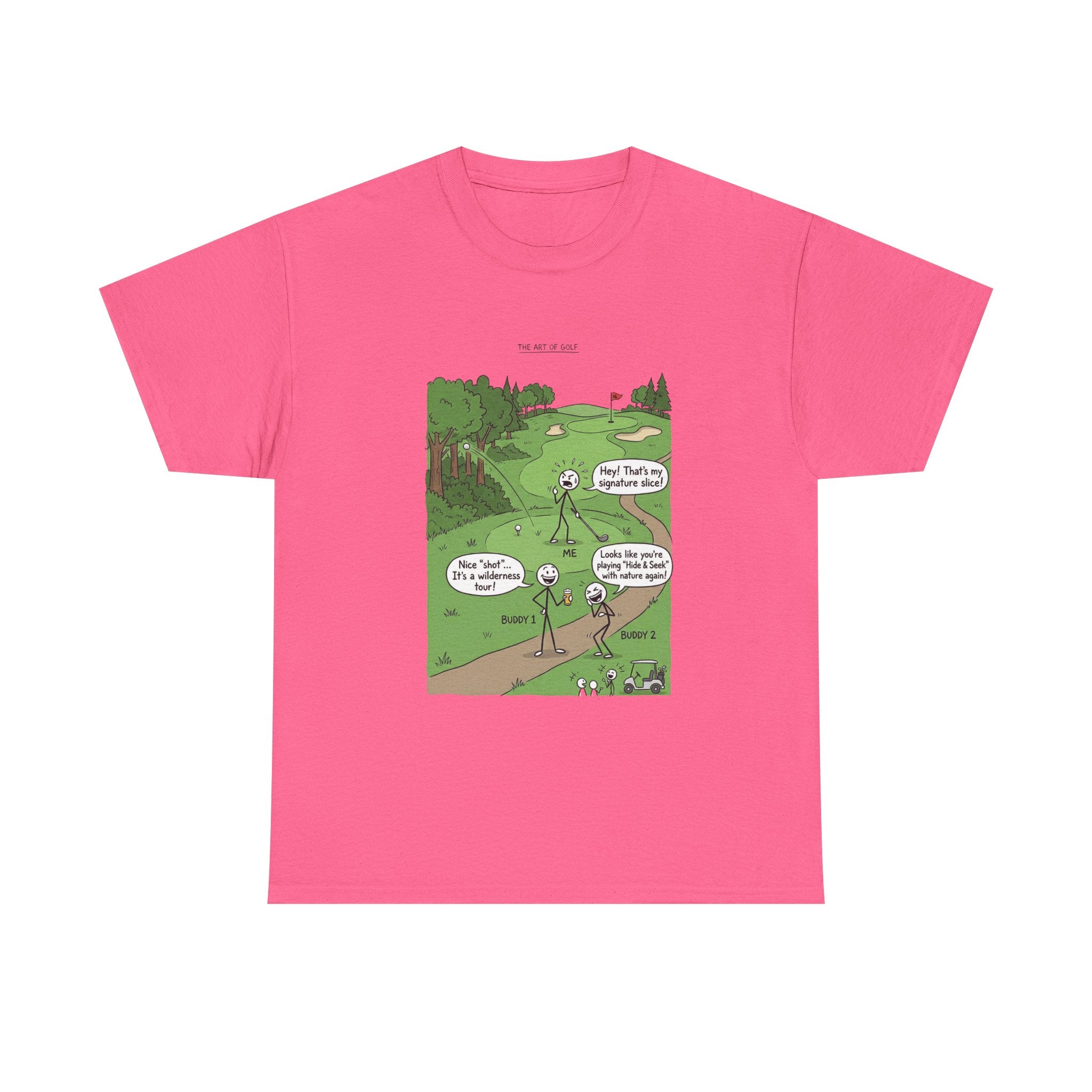 Golf Cartoons Graphic Tee — Funny Golf Humor T-Shirt ("Fore! That's a Mulligan, Dad")