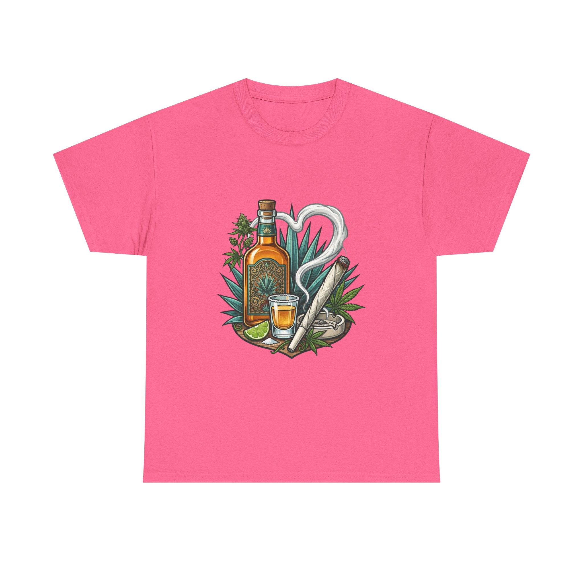 Tequila Bottle & Joint T‑Shirt — Agave Lime Margarita Design