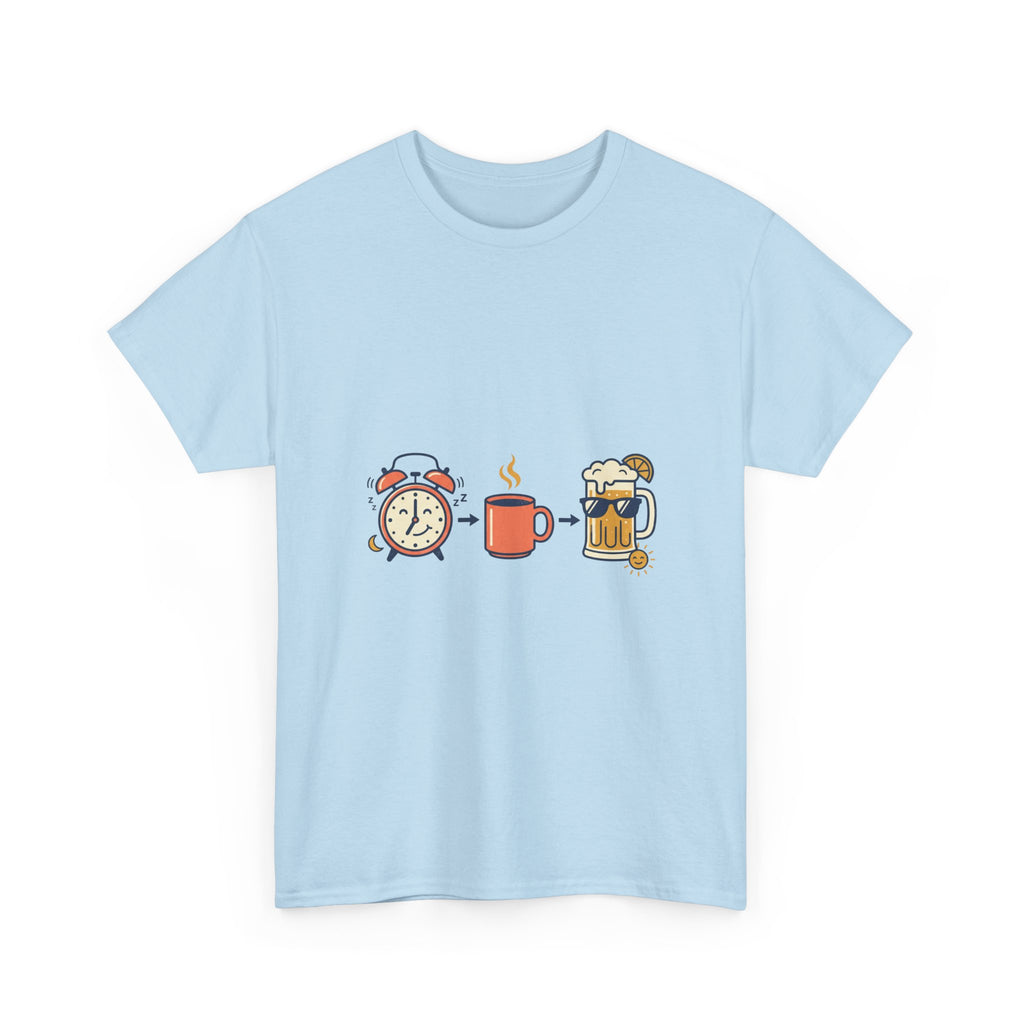 Day Drinking Tee — Alarm, Coffee & Beer Cute Icon Trio Graphic Shirt