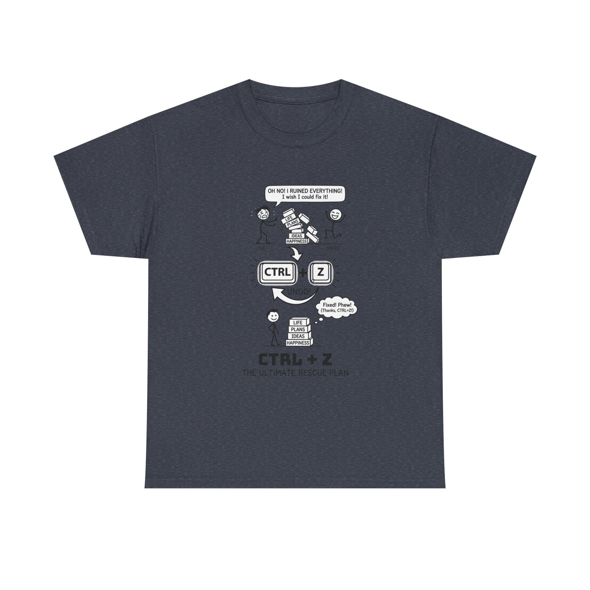 CTRL + Z T-Shirt — Funny Programmer Comic Tee ("The Ultimate Rescue Plan")
