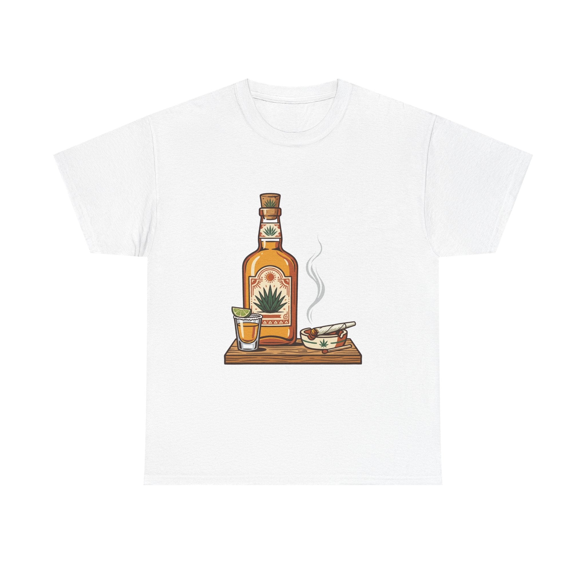 Tequila & A joint Tee — Bottle, Shot Glass & joint Graphic Shirt