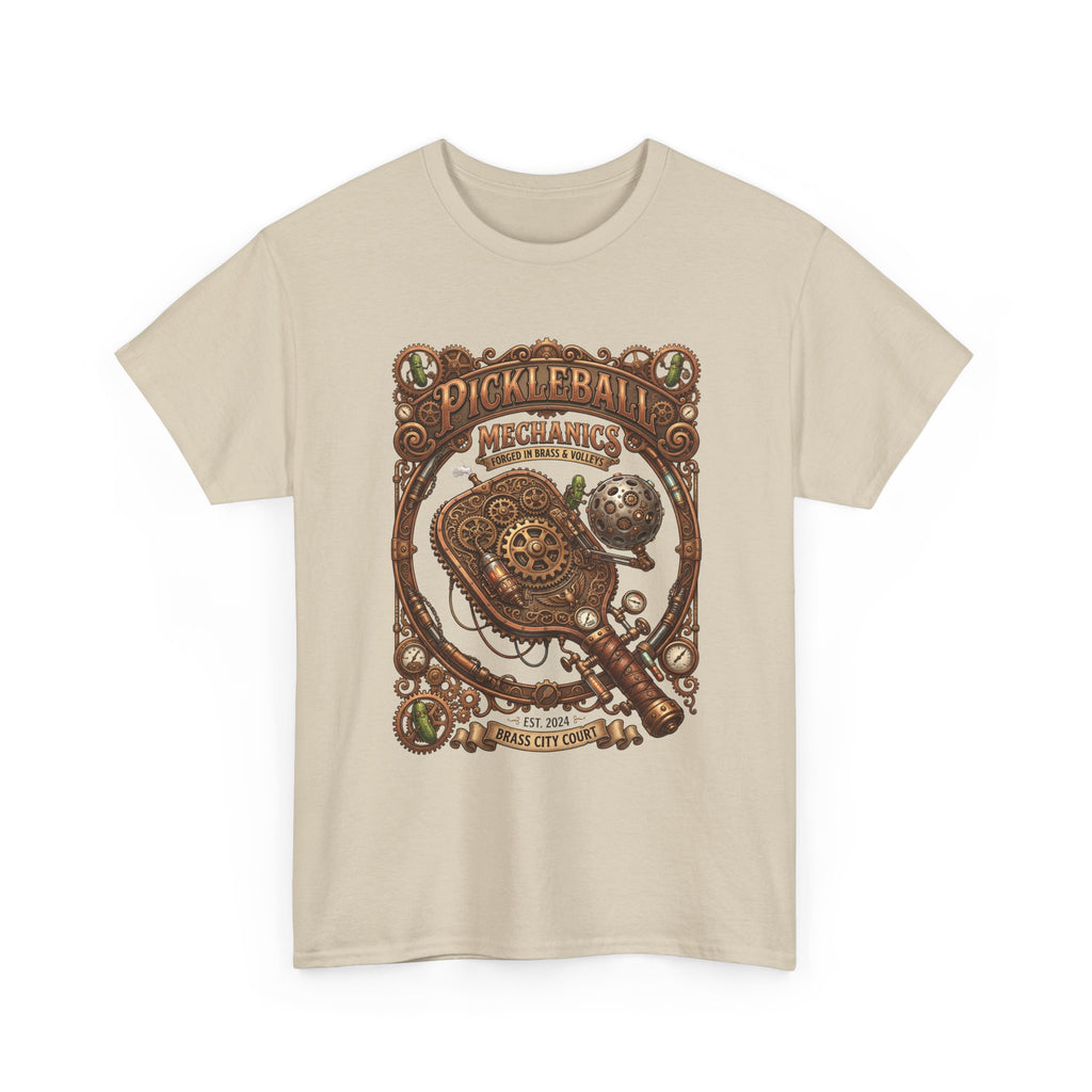 Pickleball Mechanics T-Shirt — Vintage Steampunk Paddle Design