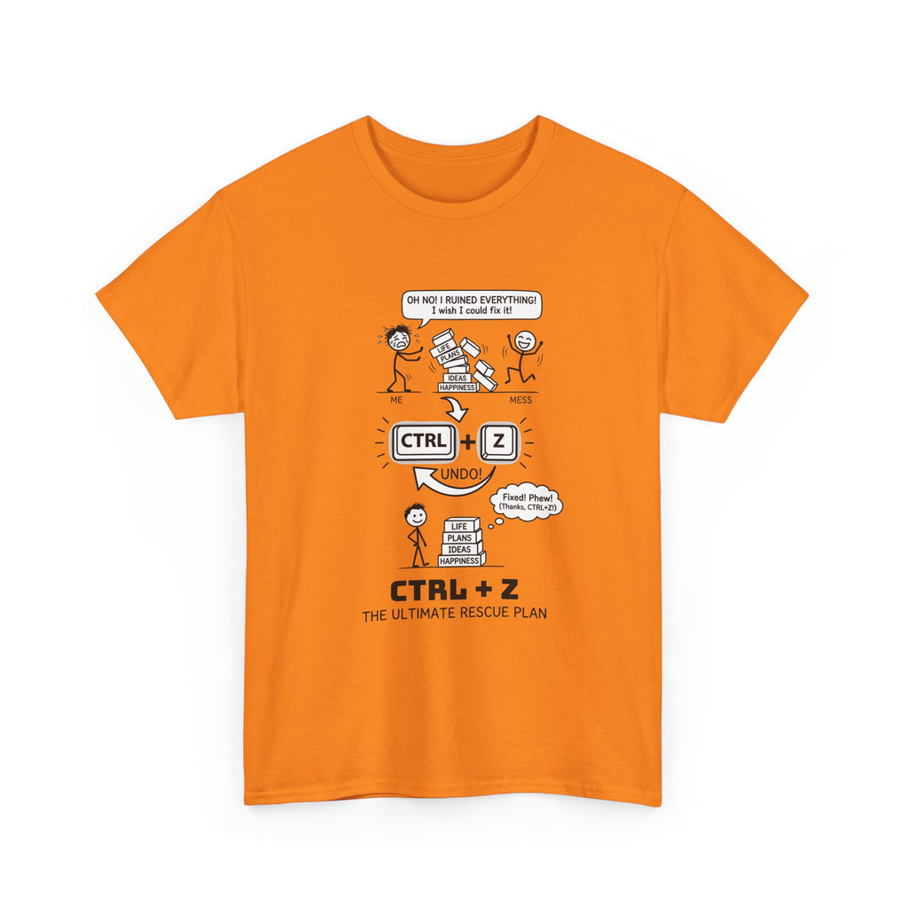 CTRL + Z T-Shirt — Funny Programmer Comic Tee ("The Ultimate Rescue Plan")