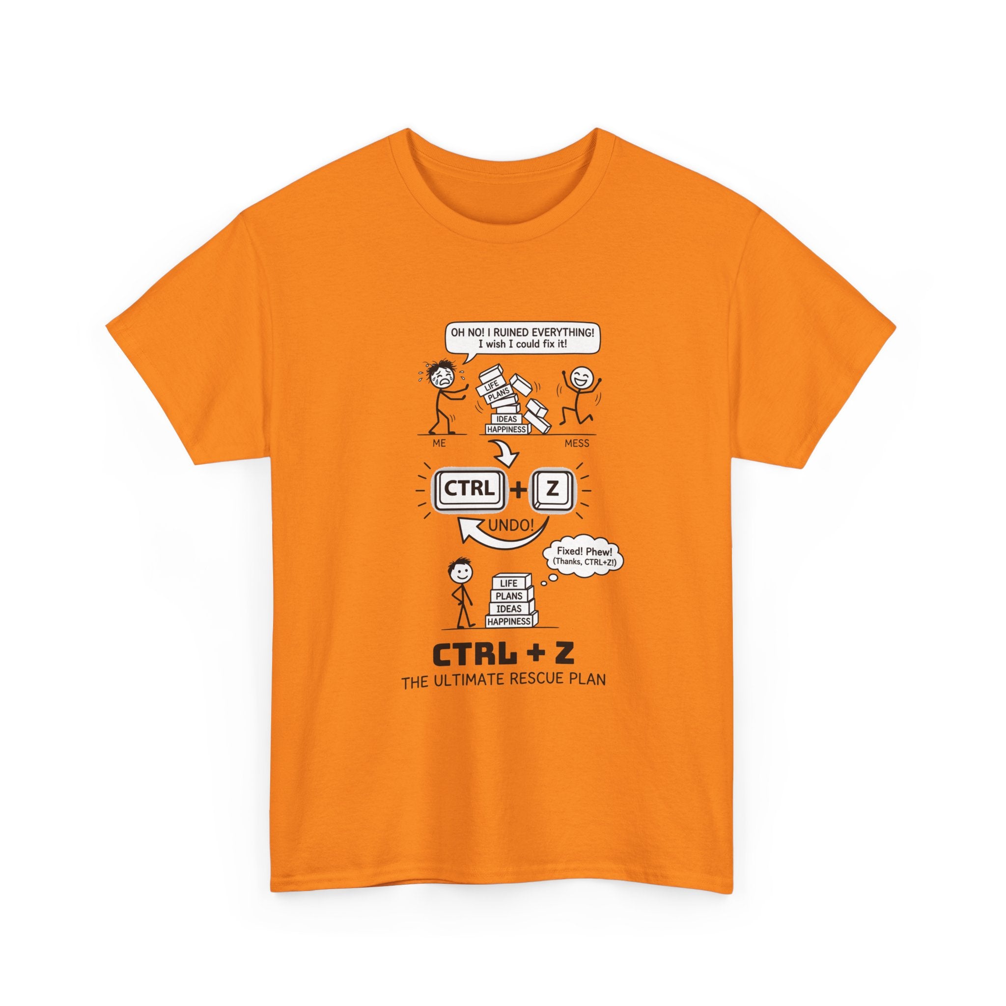 CTRL + Z T-Shirt — Funny Programmer Comic Tee ("The Ultimate Rescue Plan")