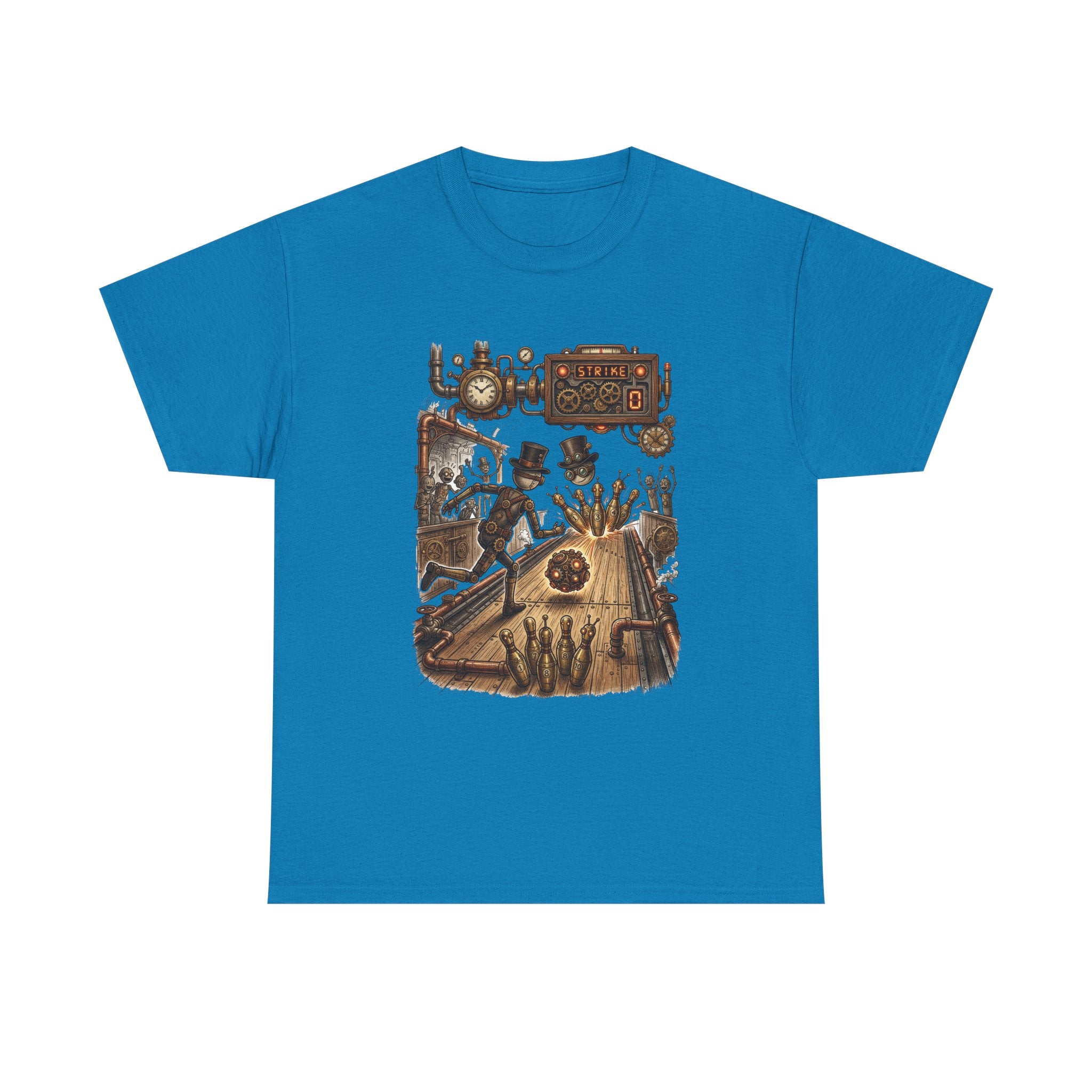 Steampunk Bowling T-Shirt — Vintage Train & Gears Graphic Tee
