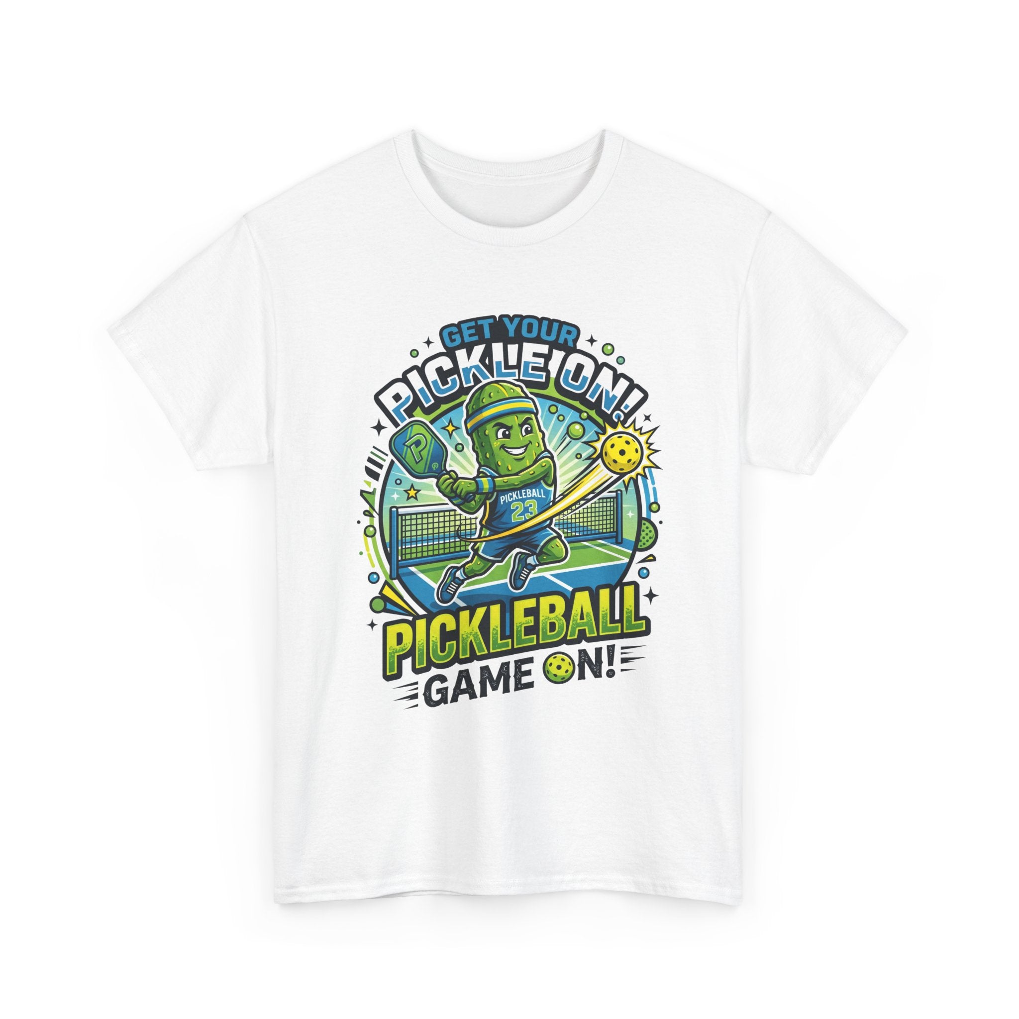 Pickleball Tee - "Get Your Pickle On!" Fun Pickle Character Game On Shirt