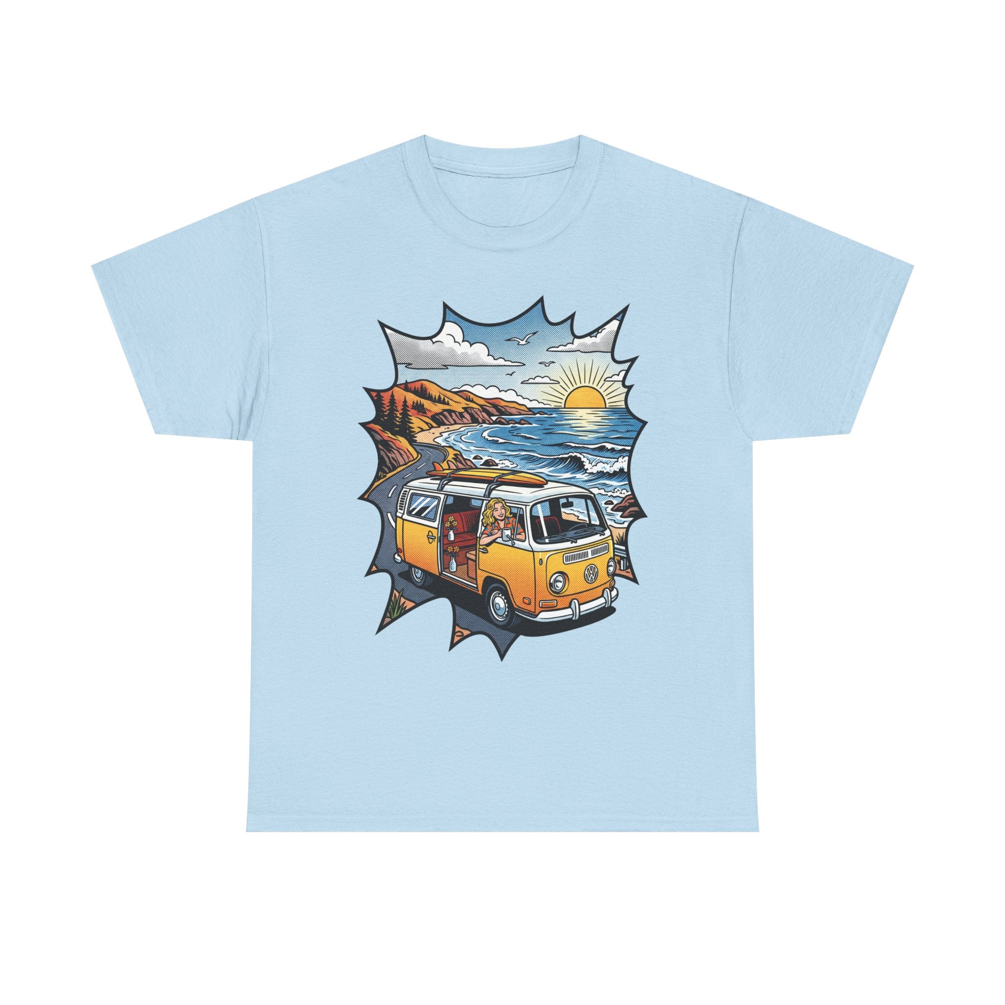 Road Trip Van T-Shirt — Vintage Camper Beach Sunset Tee