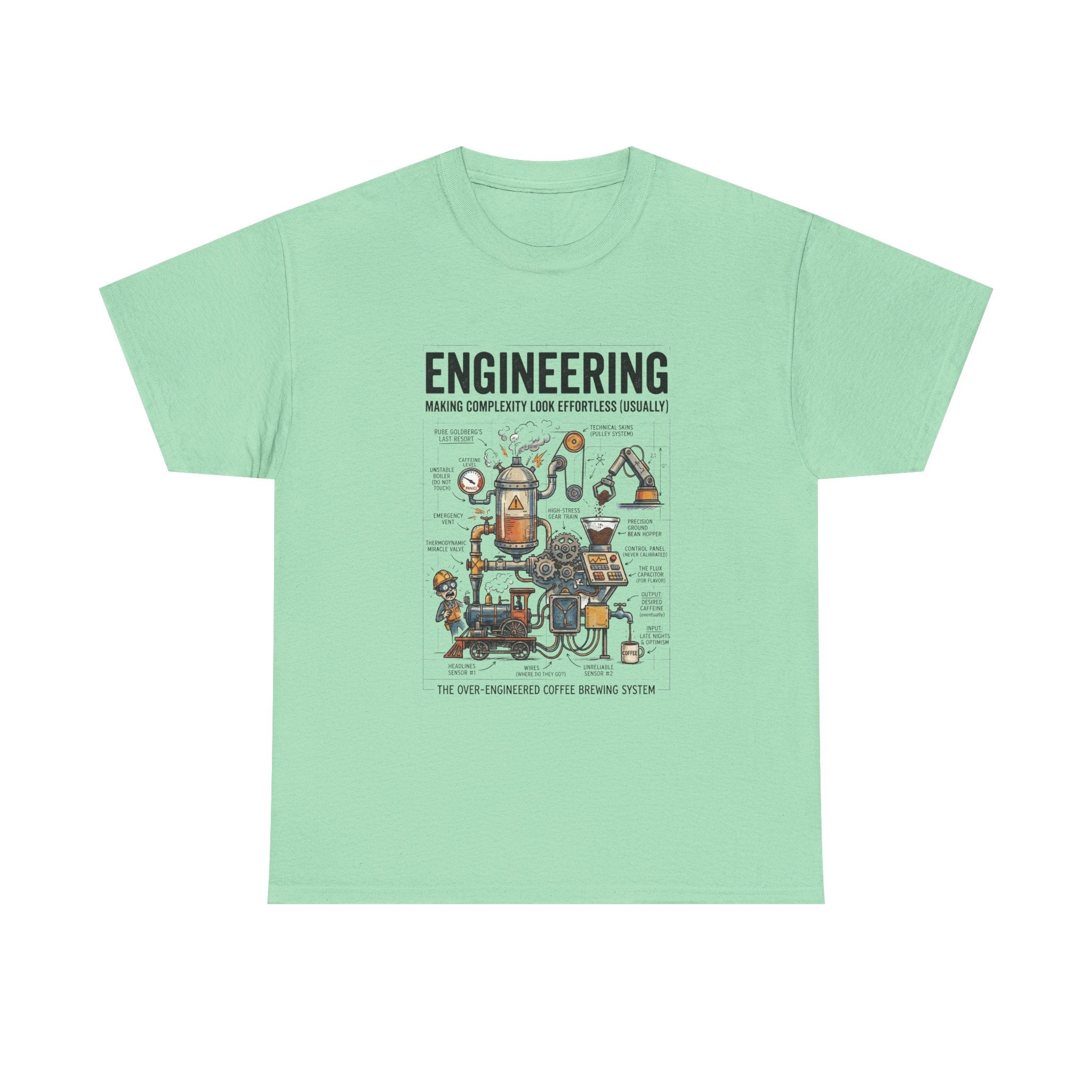 Engineering Diagram T‑Shirt — Funny STEM Illustration Tee for Engineers & Students