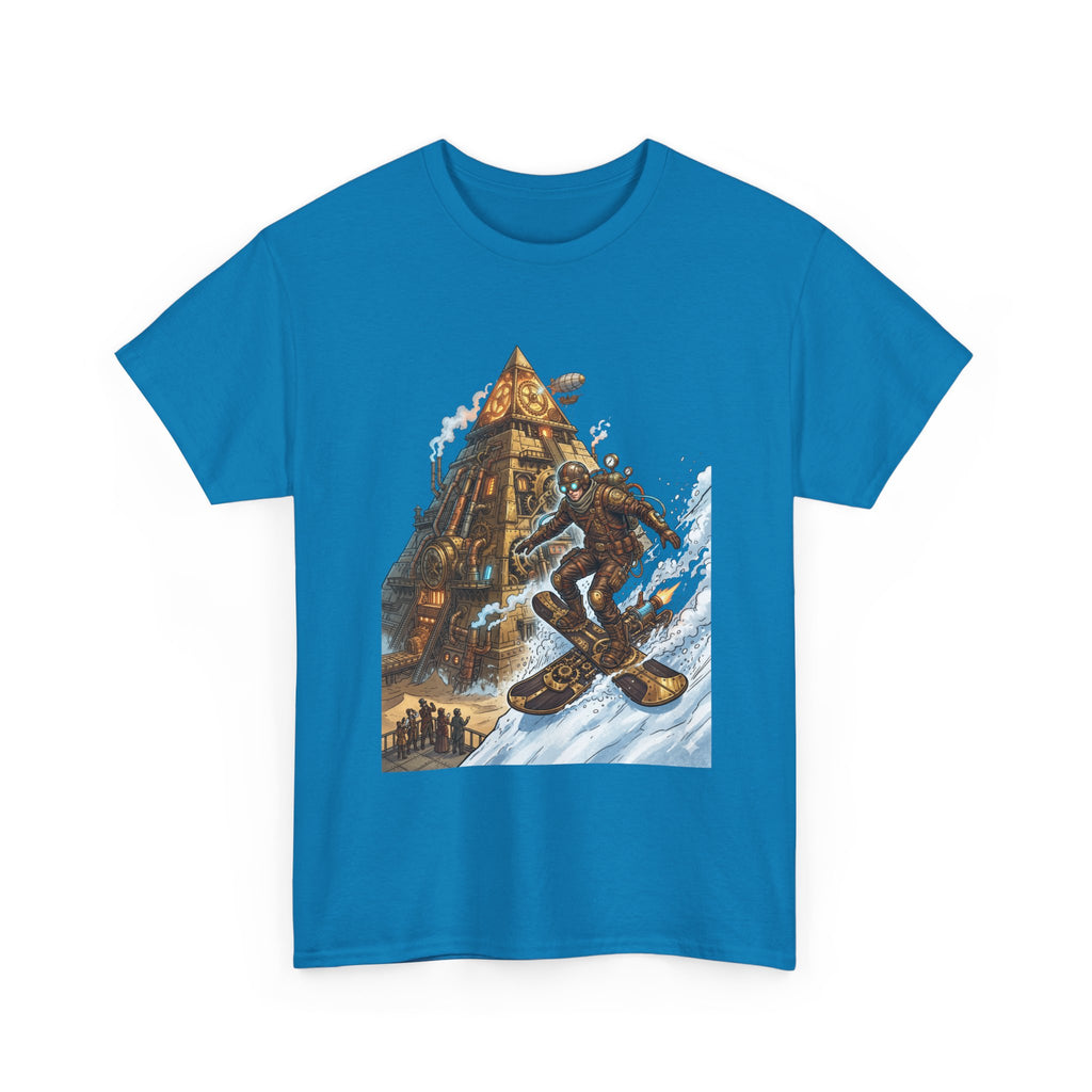Steampunk Snowboard T‑Shirt — Retro Mountain Adventure Graphic Tee