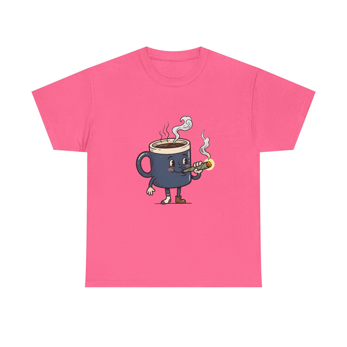 1 Coffee and a Joint Character Tee — Funny Smoking Joint Cartoon Shirt