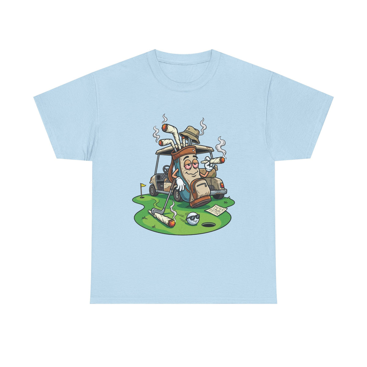 1 Golf weed Lounge T‑Shirt — Relaxed Golfer Cartoon Tee