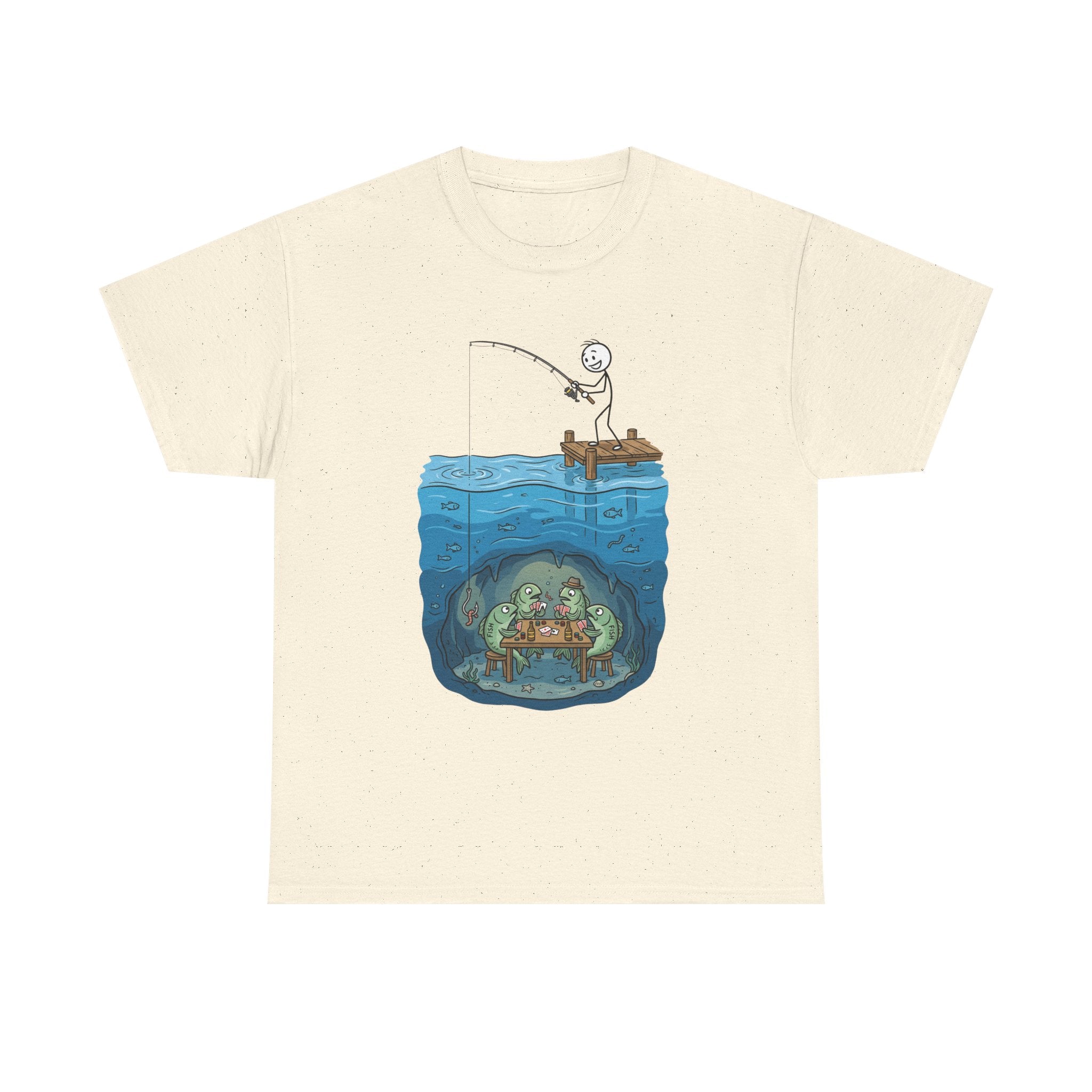 Fishing Tee — Underwater Surprise Cartoon T-Shirt (Fisherman & Sea Creatures)