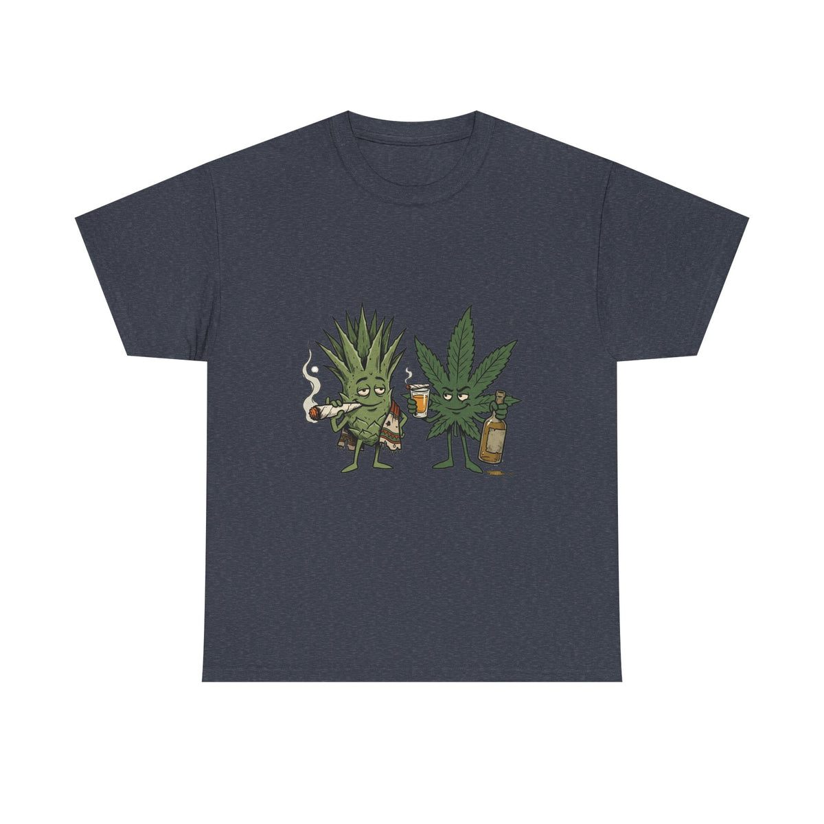 A Marijuana Leaf and Agave Friends T-Shirt – Funny Cannabis Leaf & Tequila Smoking Tee
