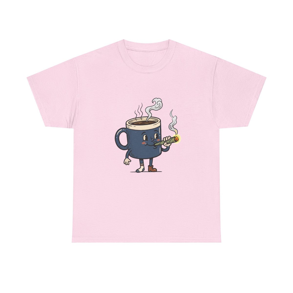 1 Coffee and a Joint Character Tee — Funny Smoking Joint Cartoon Shirt