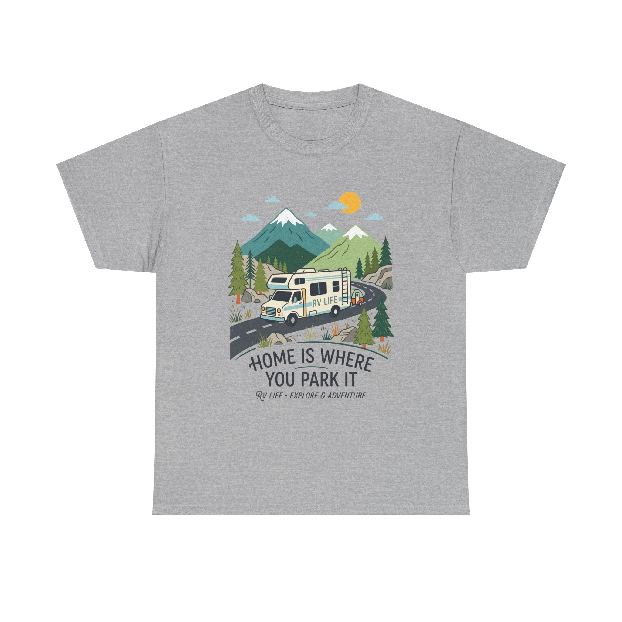 RV Camping T‑Shirt — "Home Is Where You Park It" Mountain Camper Tee
